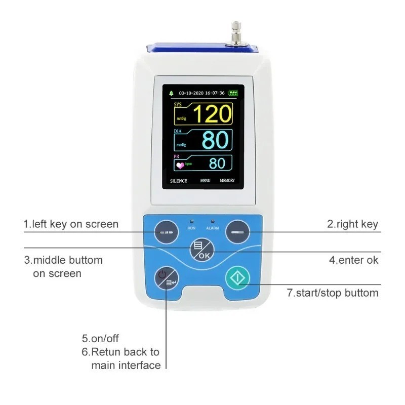 ABPM50 Ambulatory Blood Pressure Monitor – 24H NIBP Holter w/ 3 Cuffs
