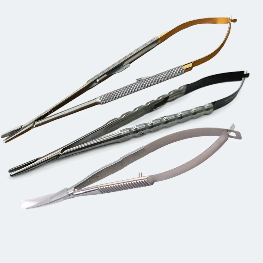 Lot Of 3 HU-FRIEDY Castroviejo Straight ,Diamond Dusted, Micro Scissor Curved