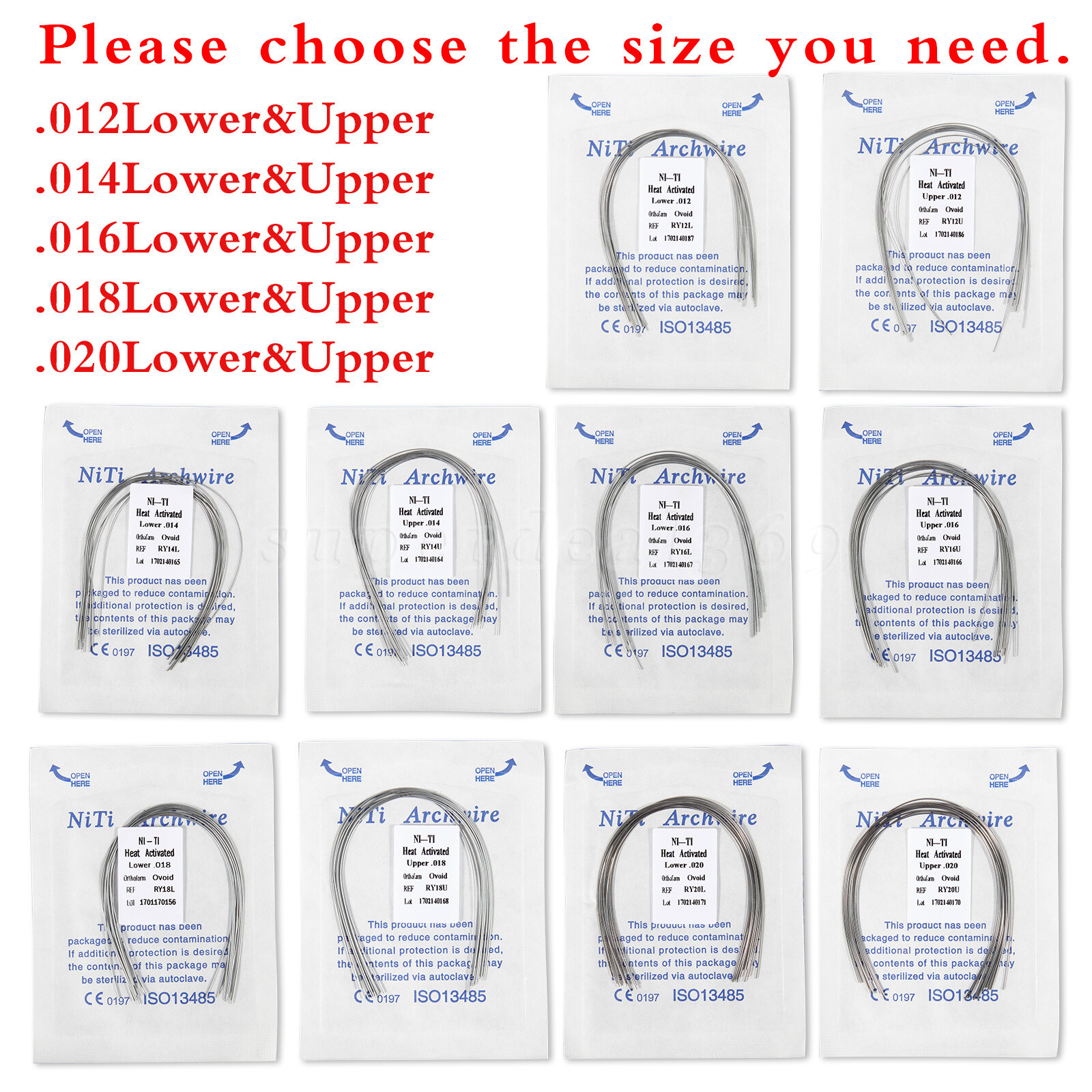 10 Packs Dental Orthodontic Niti Round Arch Wires Heat Thermal Activated ns