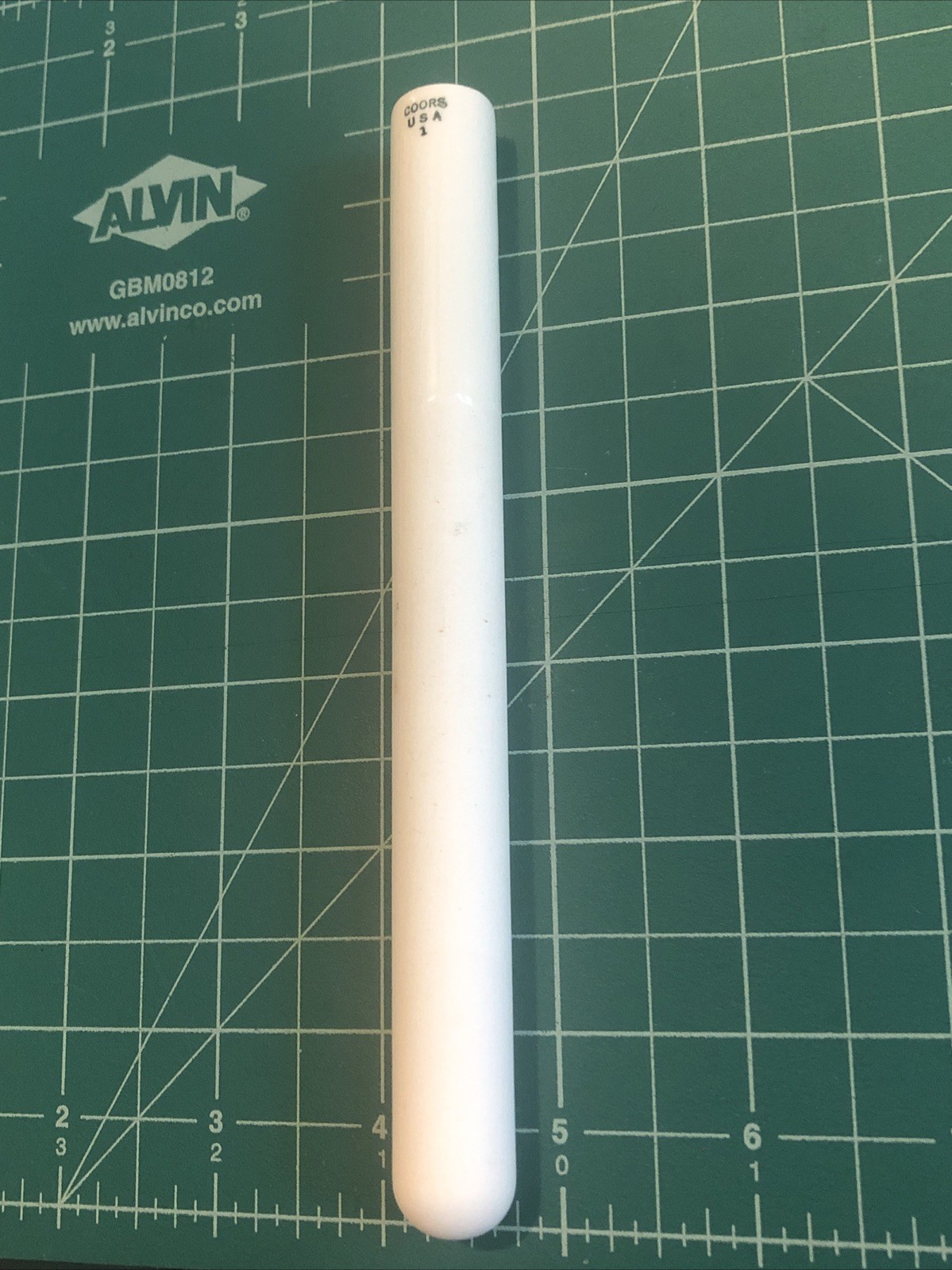 Coors Ceramic / Porcelain / Alumina No. 1 Test Tube Crucible 6.5″L 0.5″ID