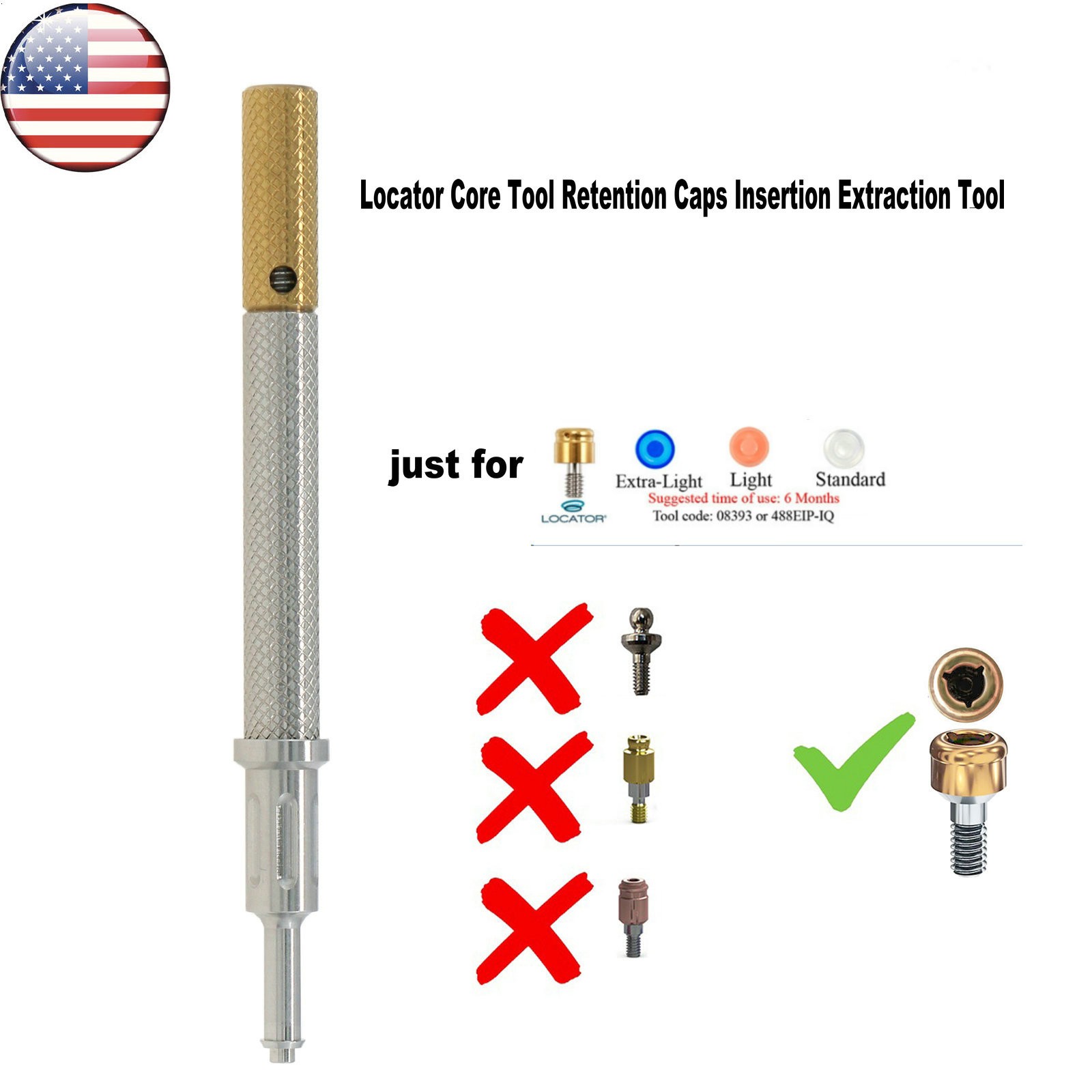 Dental Attachment Abutment Male Cap Tool fit Zimmer Removable PAØ3.5mm/4.5mm
