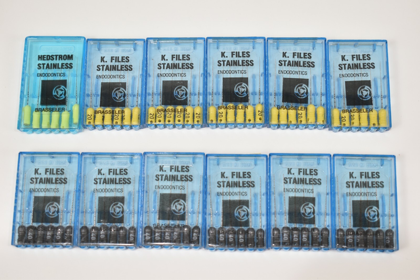 BRASSLER Endodontic Stainless Instruments K-FILES 20/25 & 40/25 6 PKS of Each
