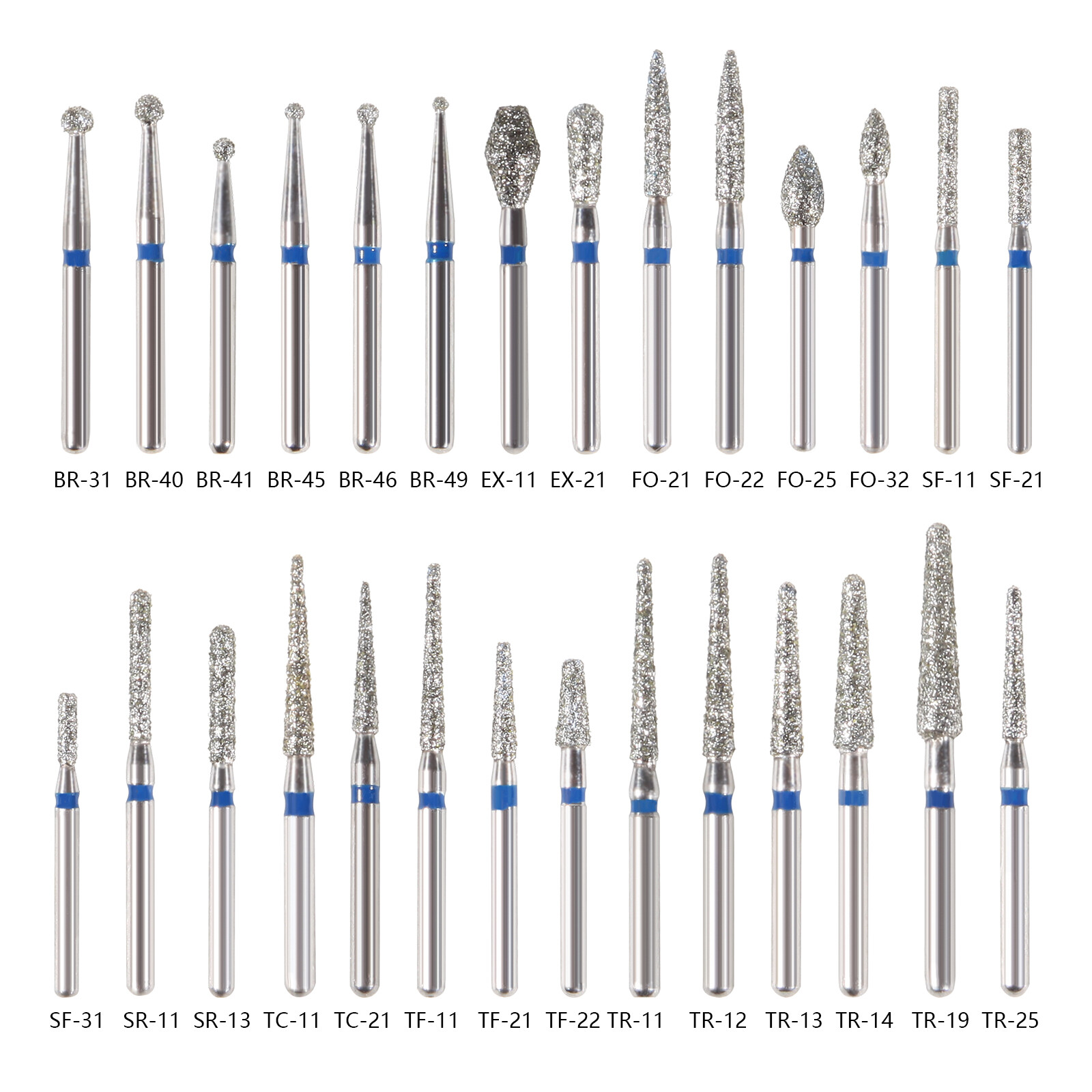 5pcs Fresas dentales de diamante redondas para pieza de mano alta velocida 1.6mm