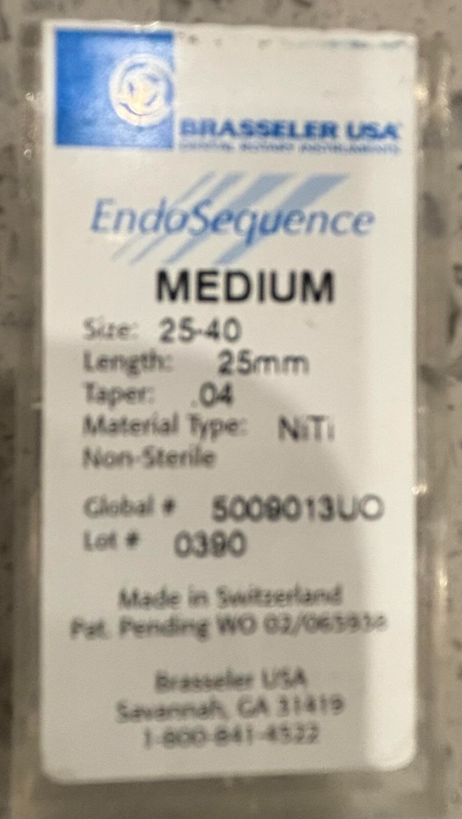 Brassler EndoSequence NiTi Size 35/Taper 06/Length 21mm Non-Sterile