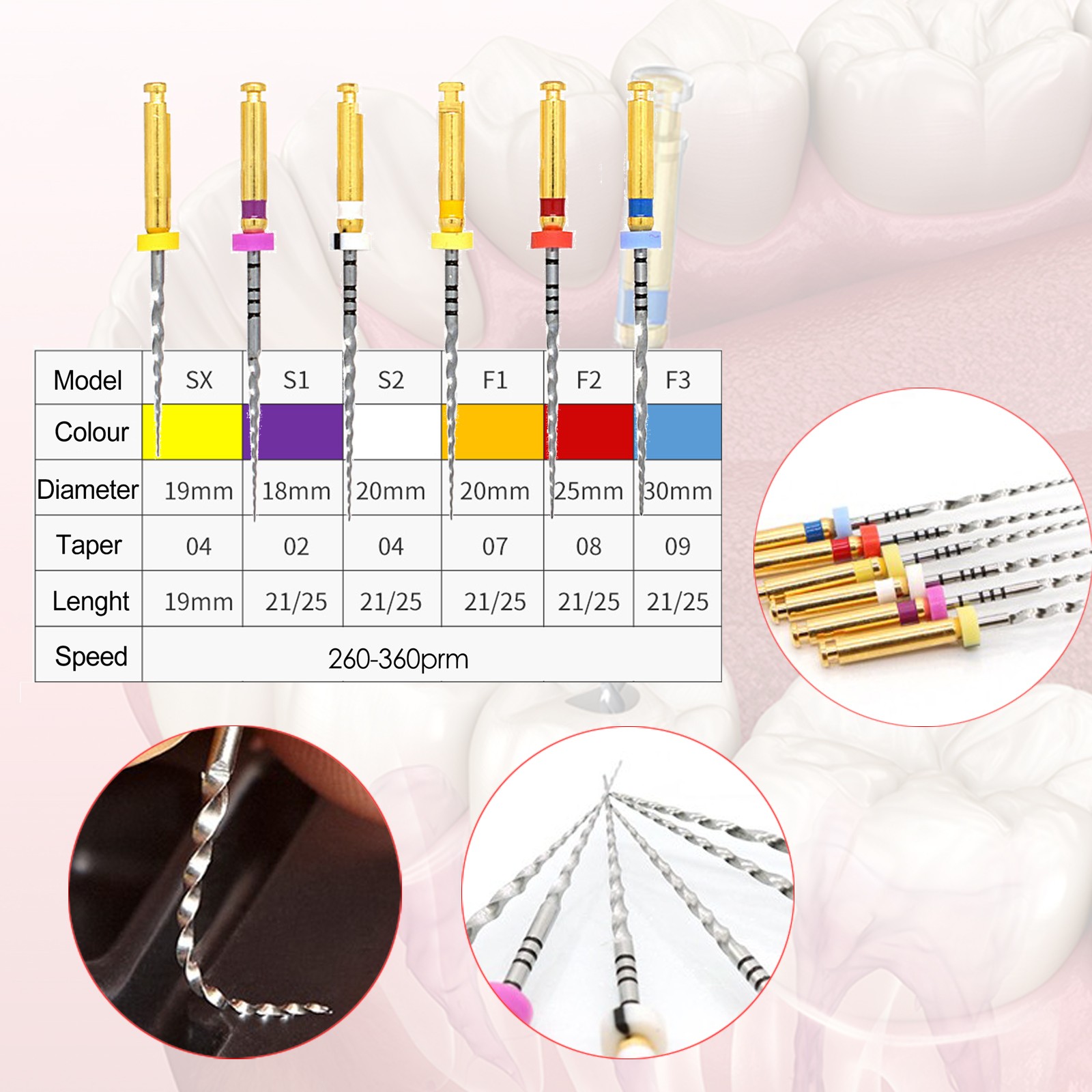 6x DMXDENT Dental Endo Rotary Files X-Pro Taper NITI Endodontic Root Canal File