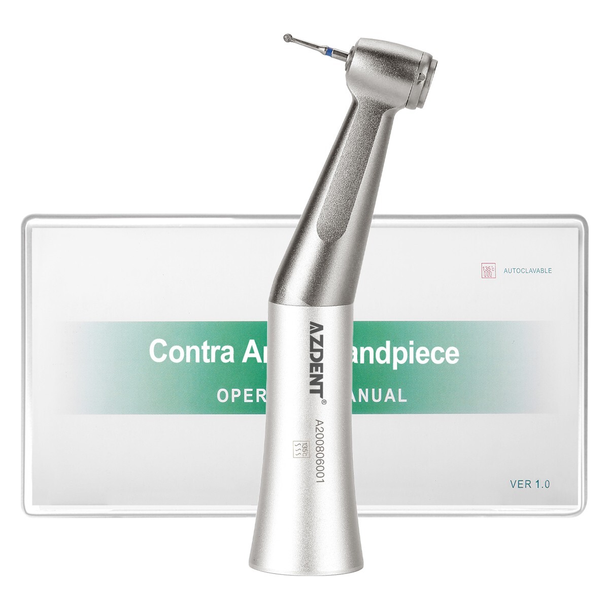 AZDENT Dental Slow Speed Contra Angle Handpiece 1.6mm Friction Grip Push Button