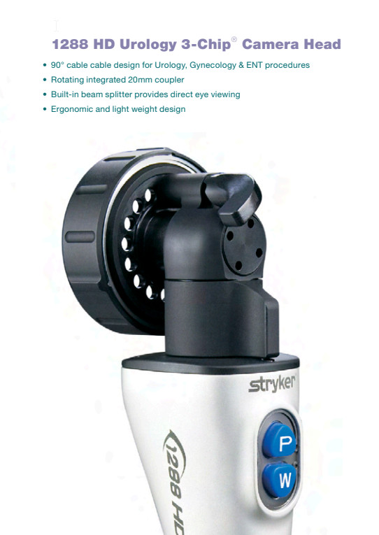 Stryker 1288-310-130 HD Urology 3-Chip Camera Head w/ Integrated 20mm Coupler