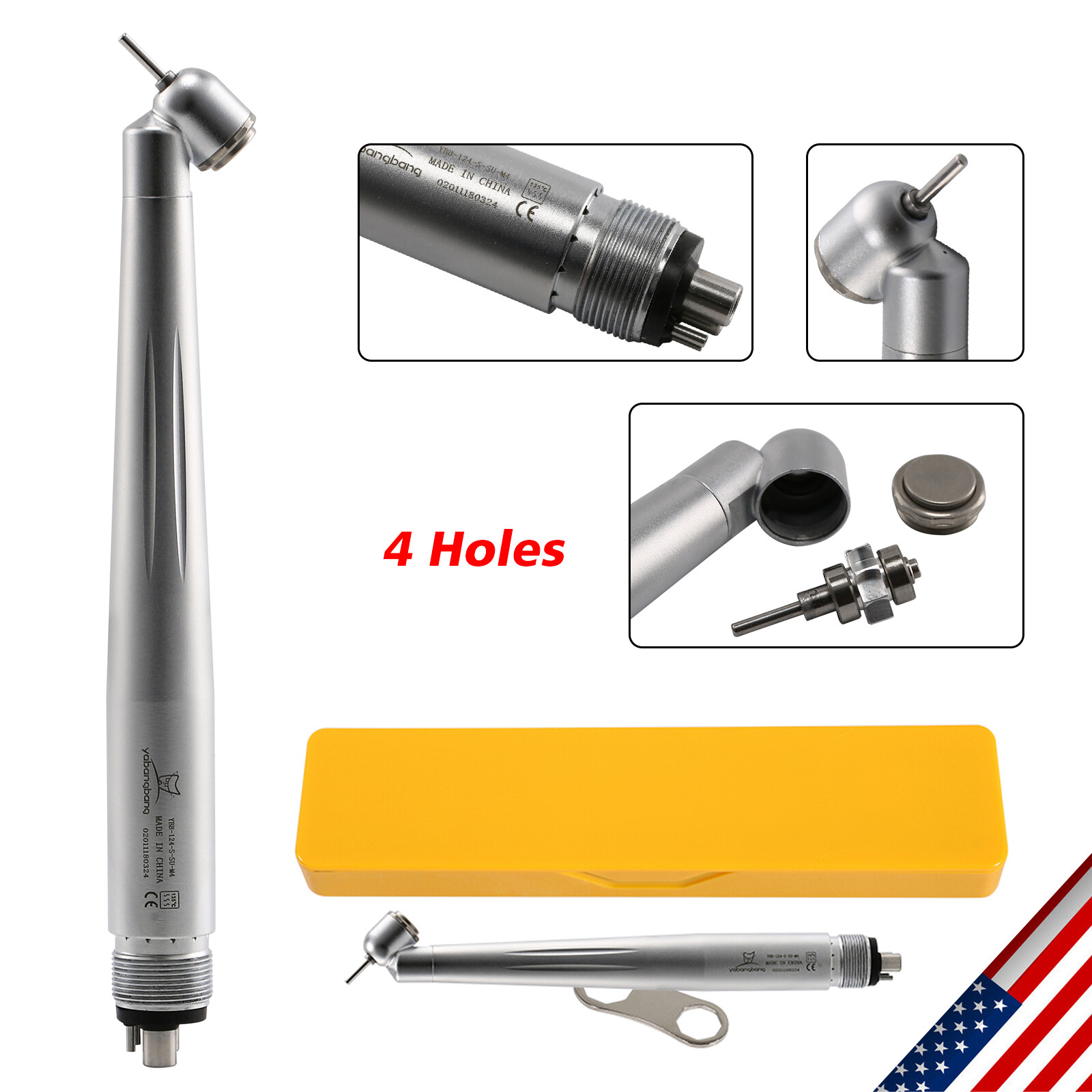 NSK Style Dental 45 Degree Surgical High Speed Handpiece Push Button (LED) 4Hole