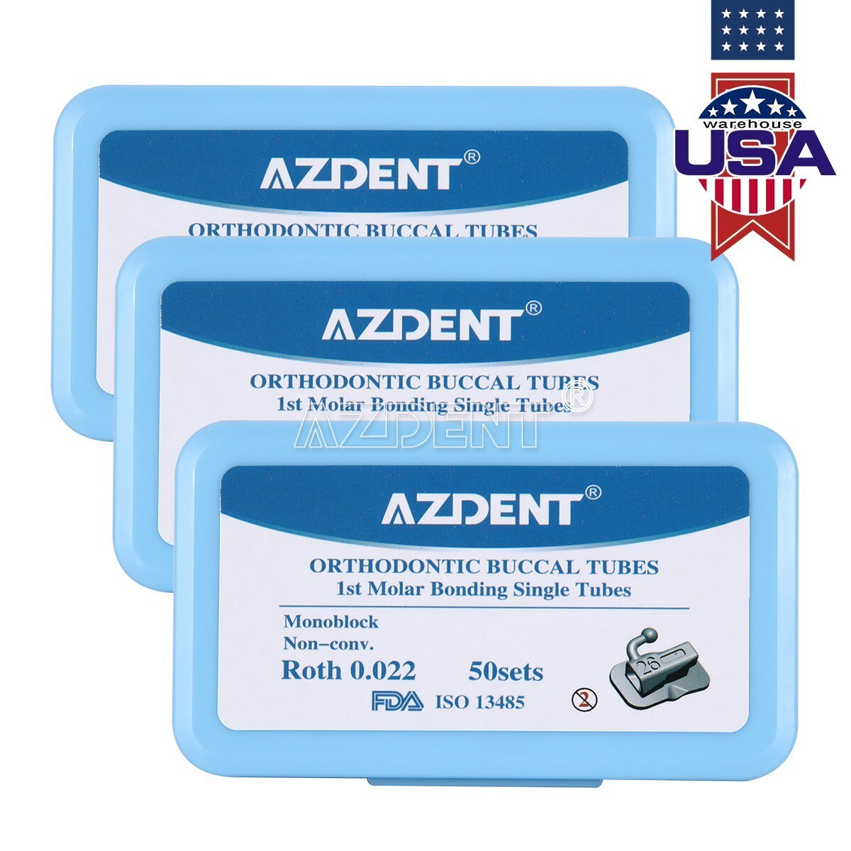 50Sets Dental Orthodontic Buccal Tubes Roth.022 1st Molar Bondable Non-Conv Mono