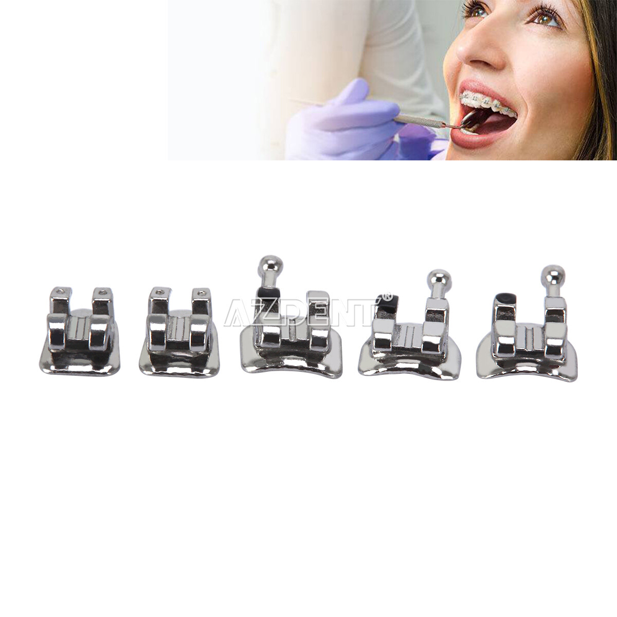 AZDENT Dental Orthodontic Bracket Braces MIM/Split mini Roth.022 345with hook