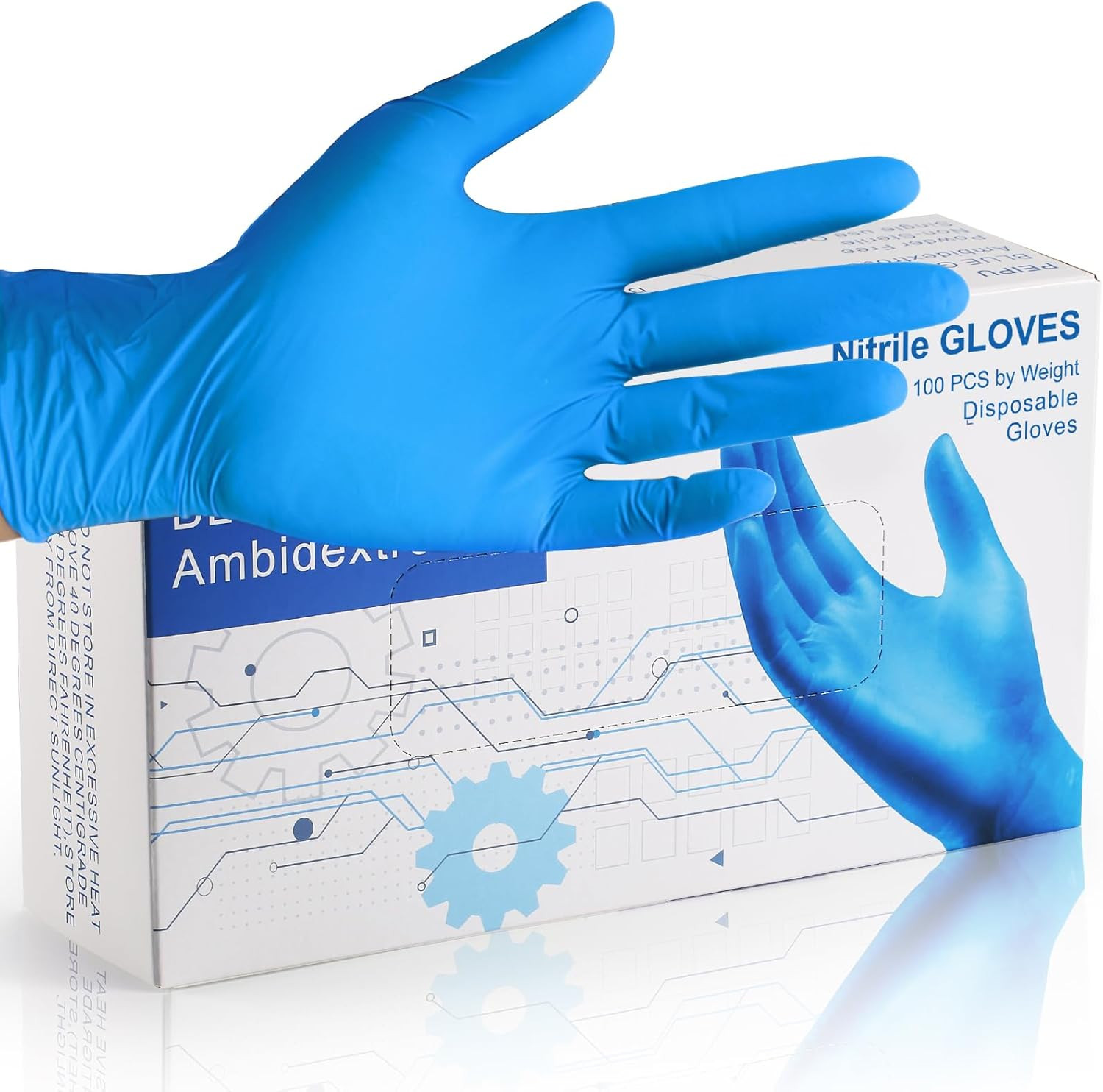 Premium Disposable Gloves – 4 Mil Nitrile-Vinyl Blend, Large (Box of 100)