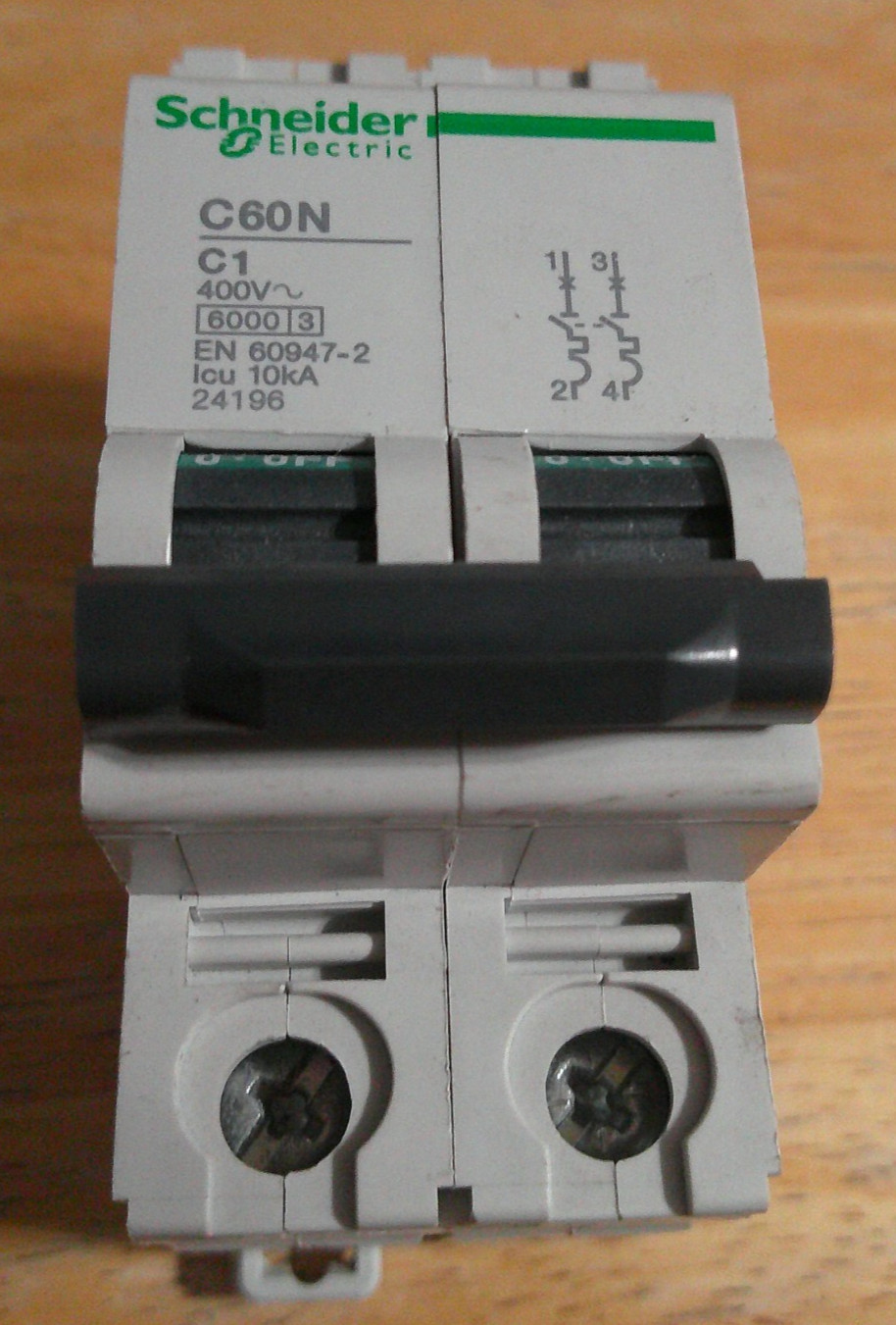 SCHNEIDER ELECTRIC C60N C1-2 Pole Circuit Breaker 400V, 24196