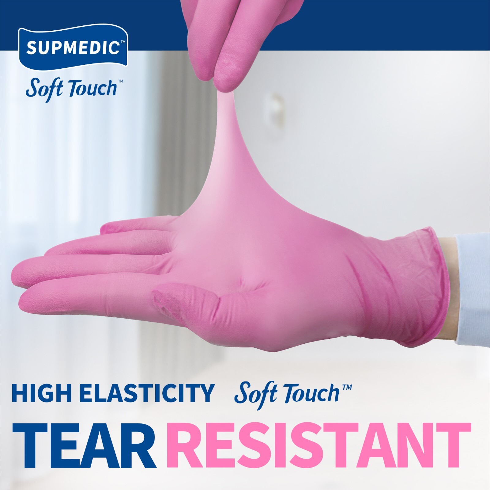 Disposable Nitrile Exam Gloves Powder-Free Food-Safe Cleaning Glove, Pink