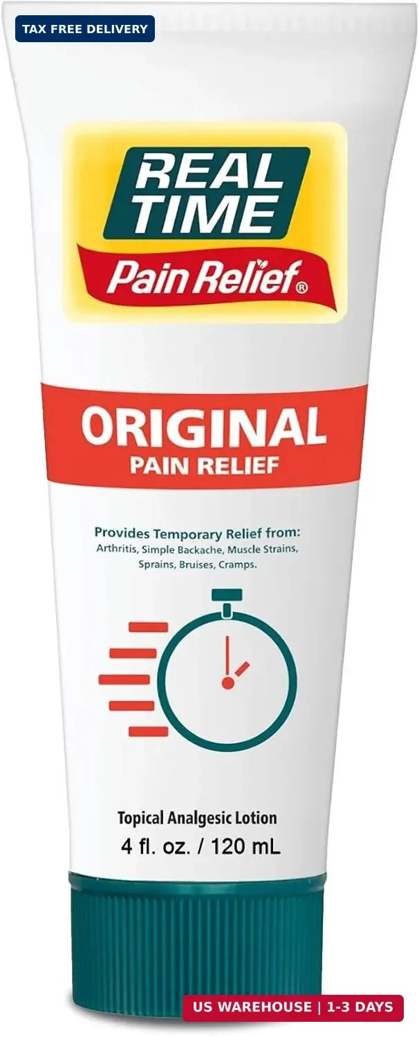 Real Time Pain Relief Cream 4oz Tube | 17 Natural Ingredients: 1.25% Menthol, Ar