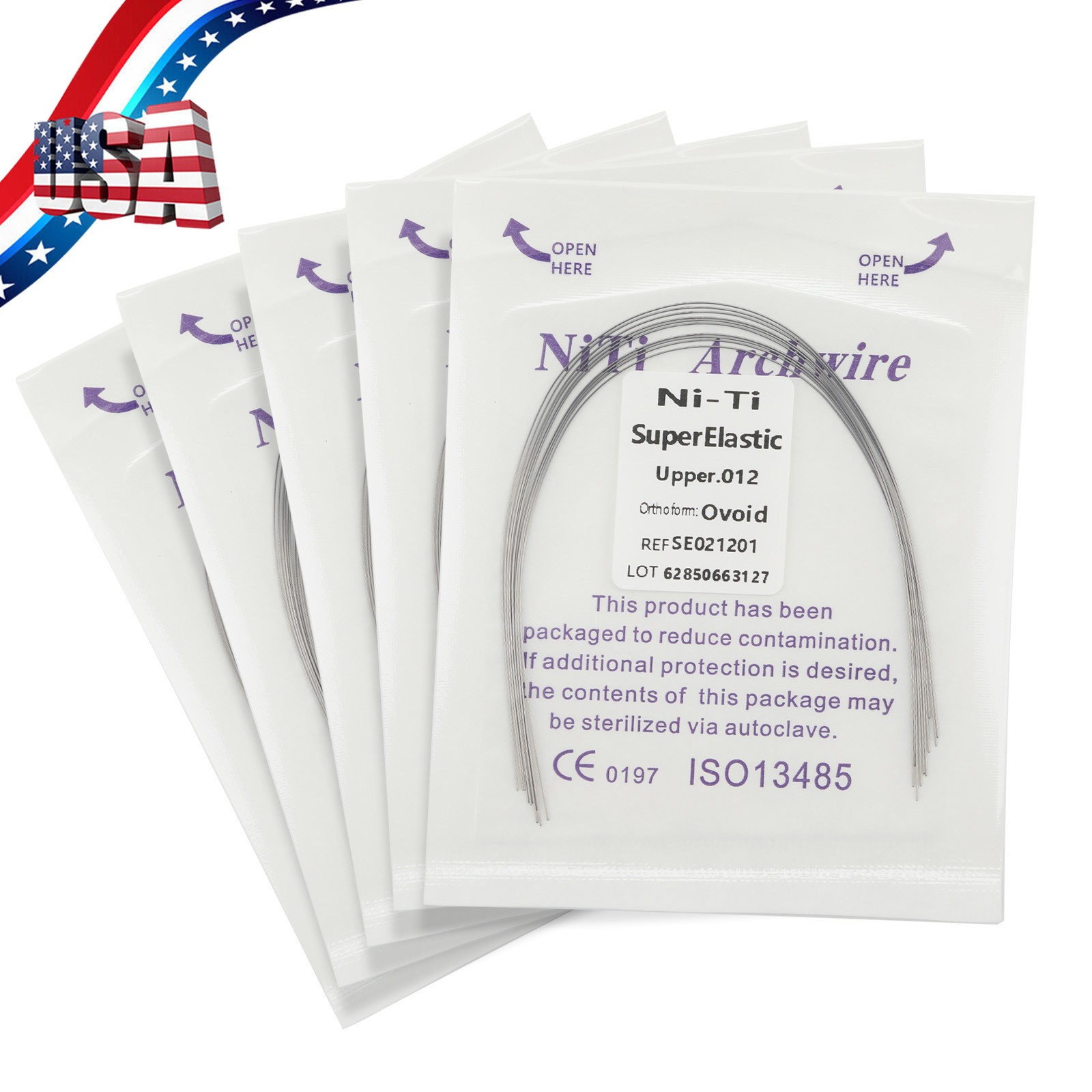 10 Packs/100pcs Dental Ortho Super Elastic Niti Round Arch Wire Ovoid Form