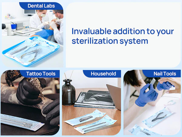 2000pcs Self-Sealing Sterilization Autoclave Pouch 3.5×6.5″ Blue Sterilizer Bags