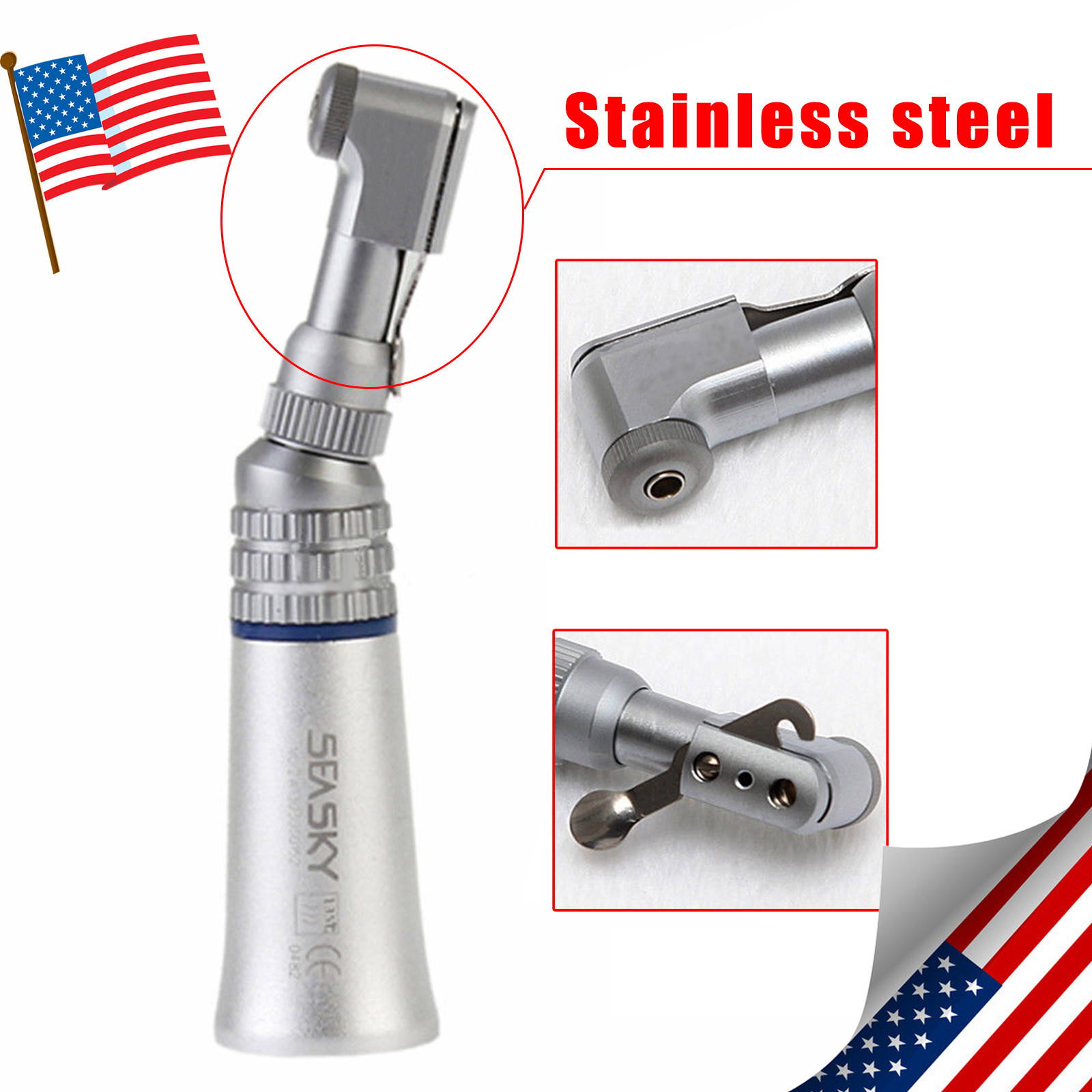 NSK Style Dental Slow Low Speed Handpiece Push /Manual Chuck Contra Angle Motor