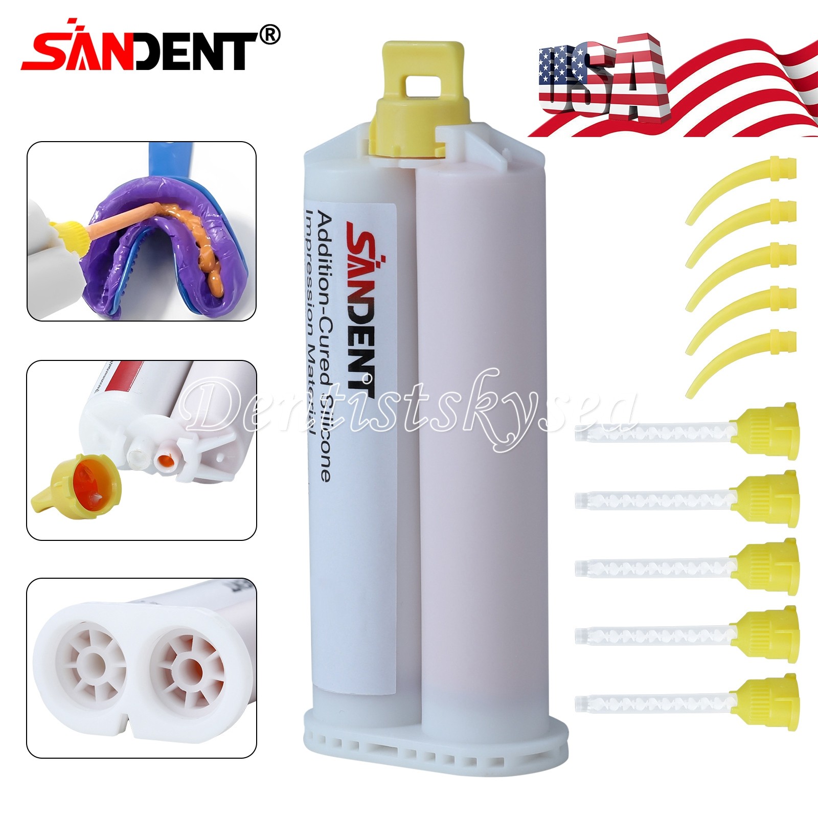 Dental Impression Material VPS Light Body Fast Set (2 Cartridge & 5 Tips) PVS