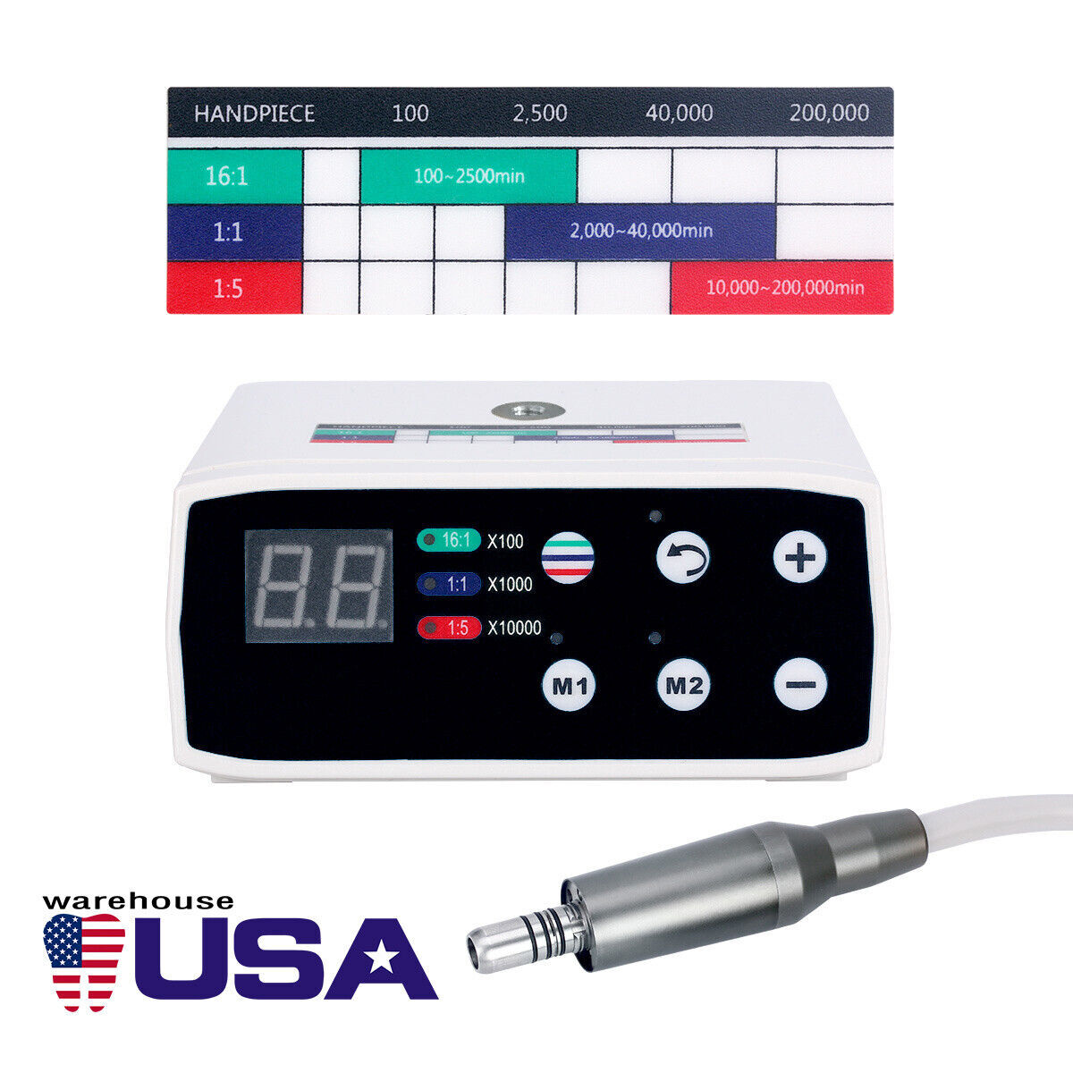 Woodpecker Style Dental Electric Motor 1:5 High Speed Handpiece Contra Angle 1:1