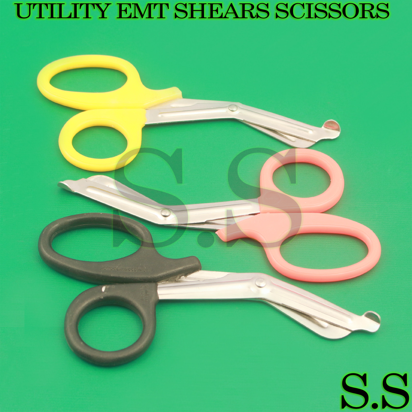 3 PCS (YELLOW ORANGE BLACK) TRAUMA PARAMEDIC UTILITY EMT SHEARS SCISSORS 7.5″
