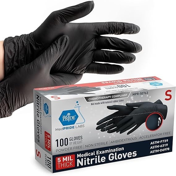 MED PRIDE 5 Mil Nitrile Exam Gloves Powder-Free Latex-Free Disposable 200–1000