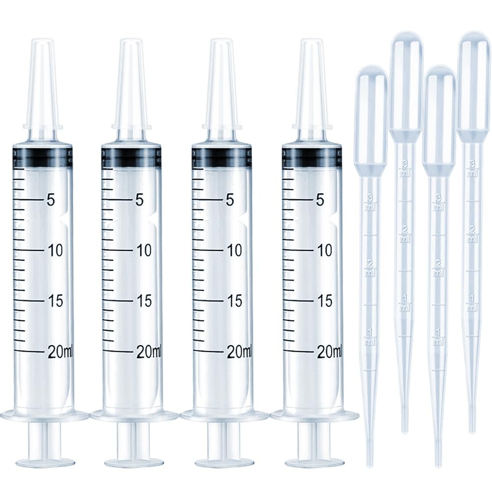 4 Pack 20mL Syringes for Lip Gloss Making Supplies Liquid 20ml-4Pack, CLEAR