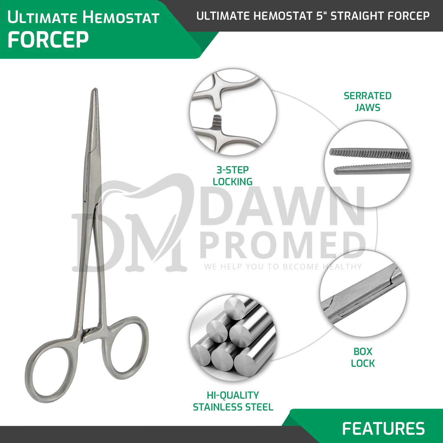 10 Pcs Mosquito Hemostat Locking Forceps 5″ Curved & Straight Surgical German GR