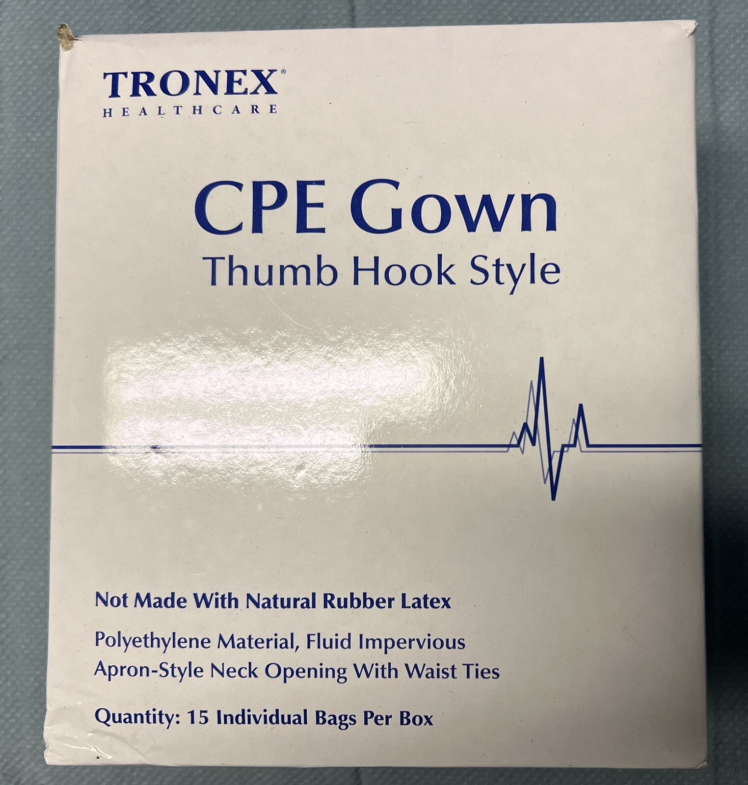 Tronex 6011C25 CPE Gown w/ Thumb Hook Style, Unisize, Blue – 15/box Free Ship