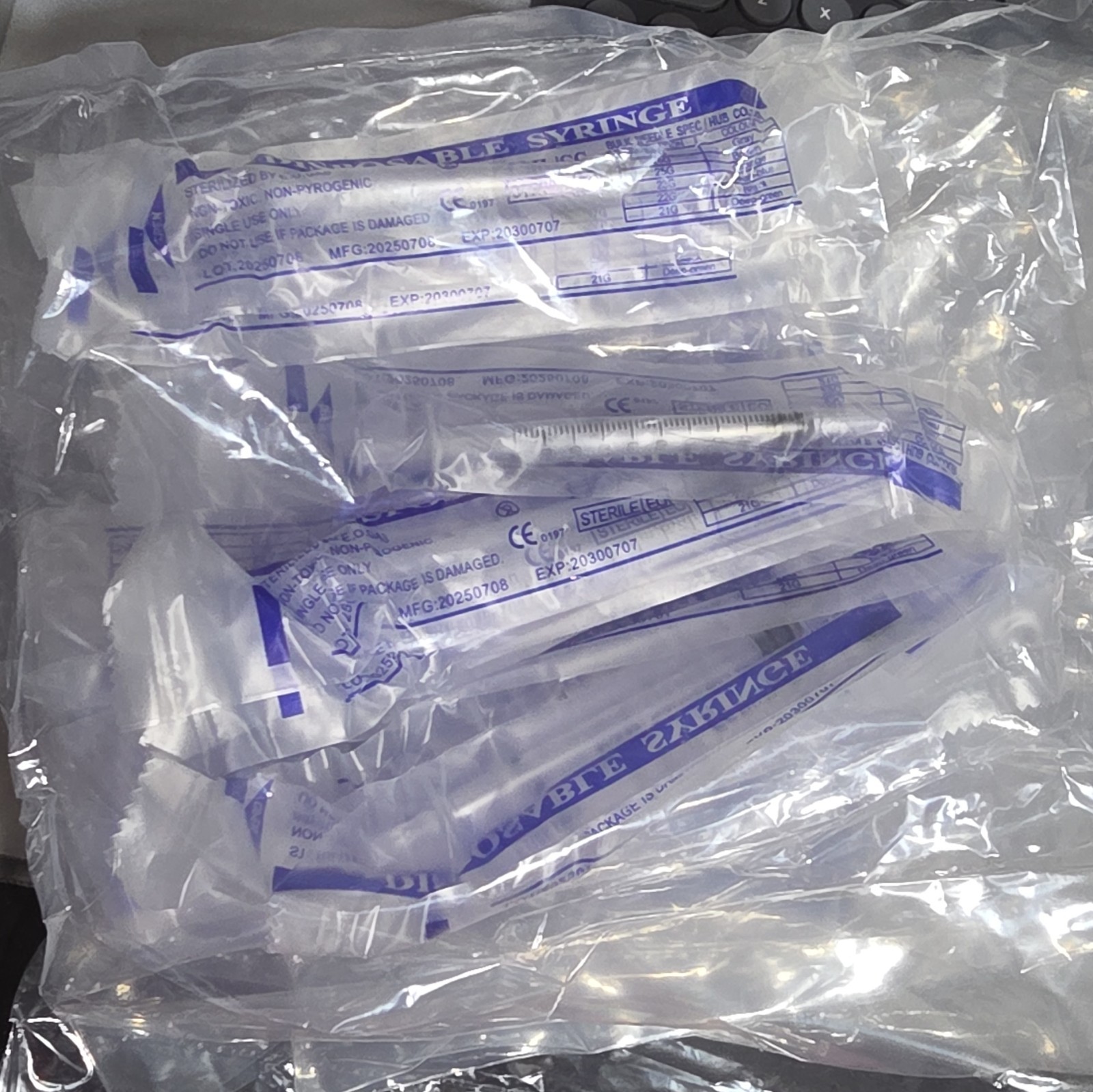 Lot of 50 Sterilized 1ML/CC DISPOSABLE SYRINGE NO NEEDLE INDIVIDUALLY WRAPPED