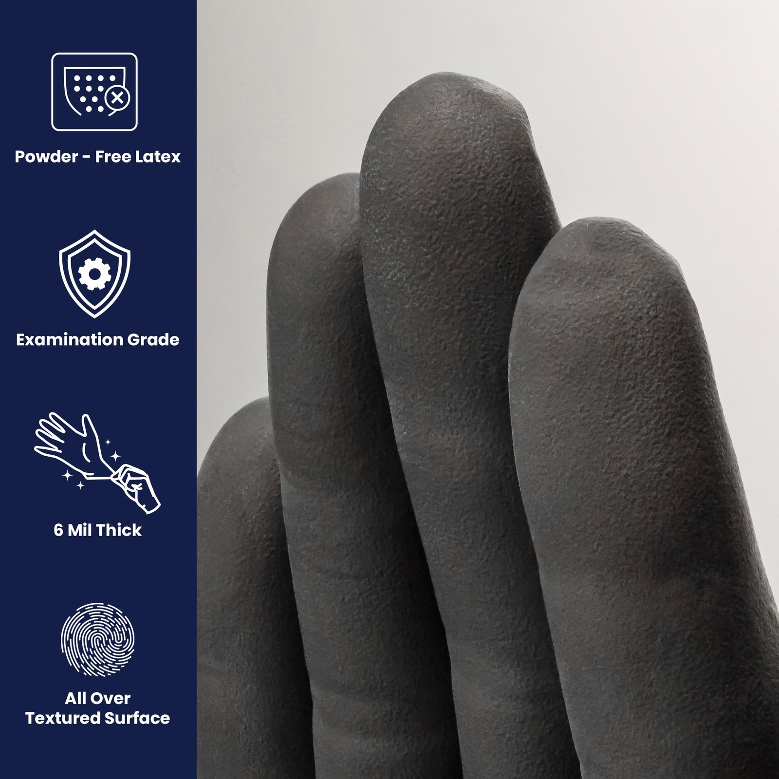 PHM915 Phantom 6 mil Powder-Free Latex Gloves, Medical Grade, Black, Medium, …