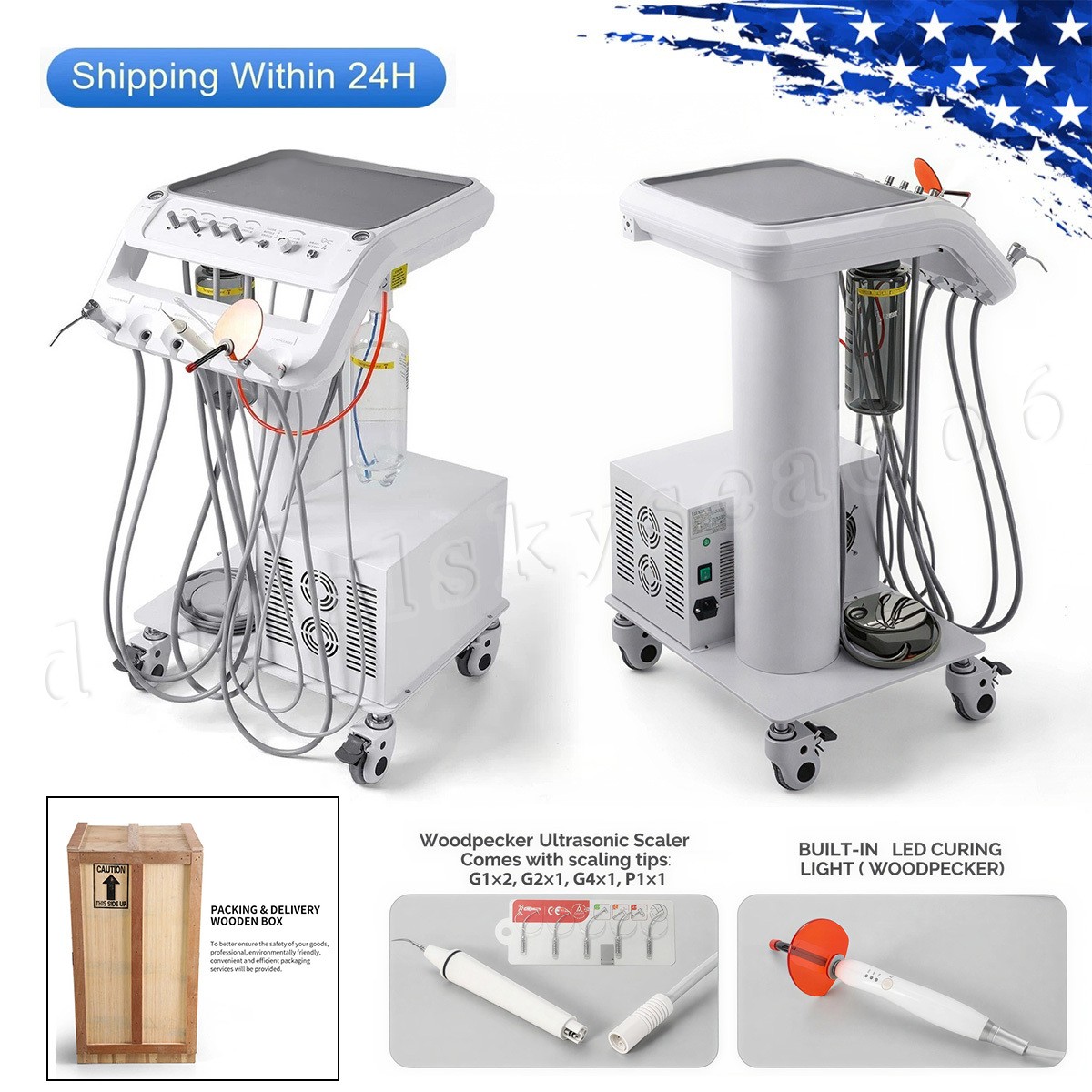 Portable Dental Delivery Cart Unit Mobile Dental Treatment System w/ Compressor
