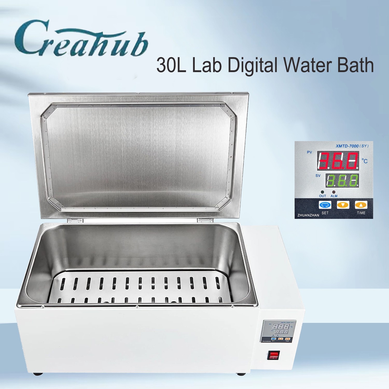30L Water Bath Heating Lab Water Bath Heater 1500 W Thermostatic Timer Function