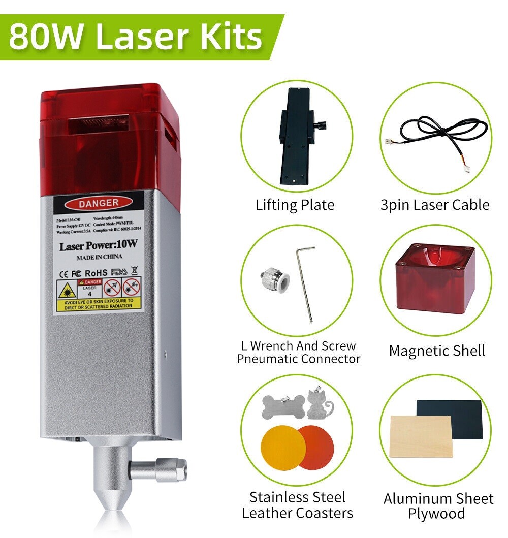 80W Laser Module With Air Assist Nozzle for CNC 3018 Laser Engraving Machine