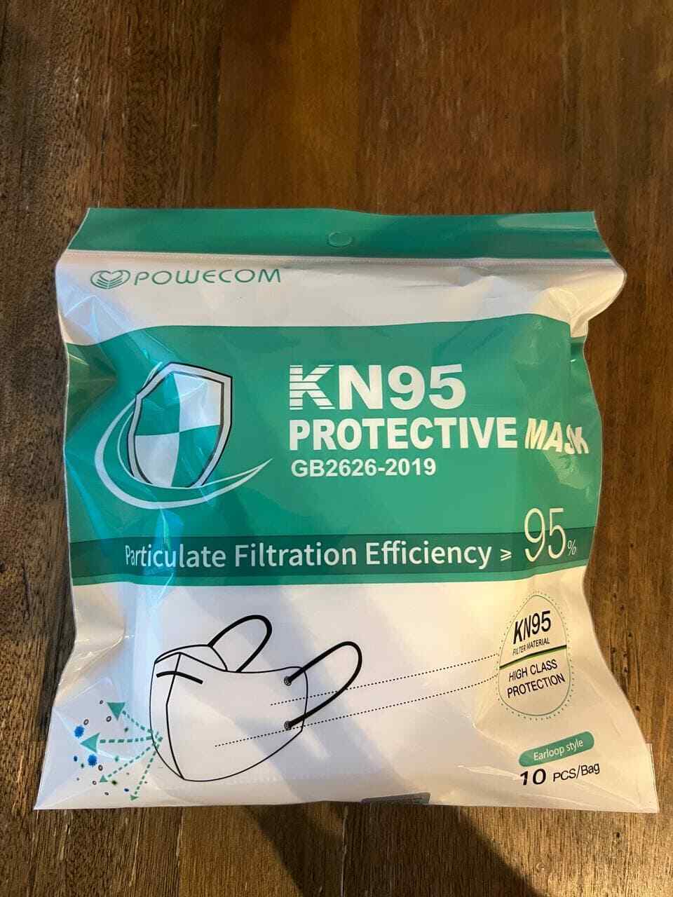 [50 PACK] Powecom KN95 Protective Face Mask BFE 95% PM2.5 Disposable Respirator