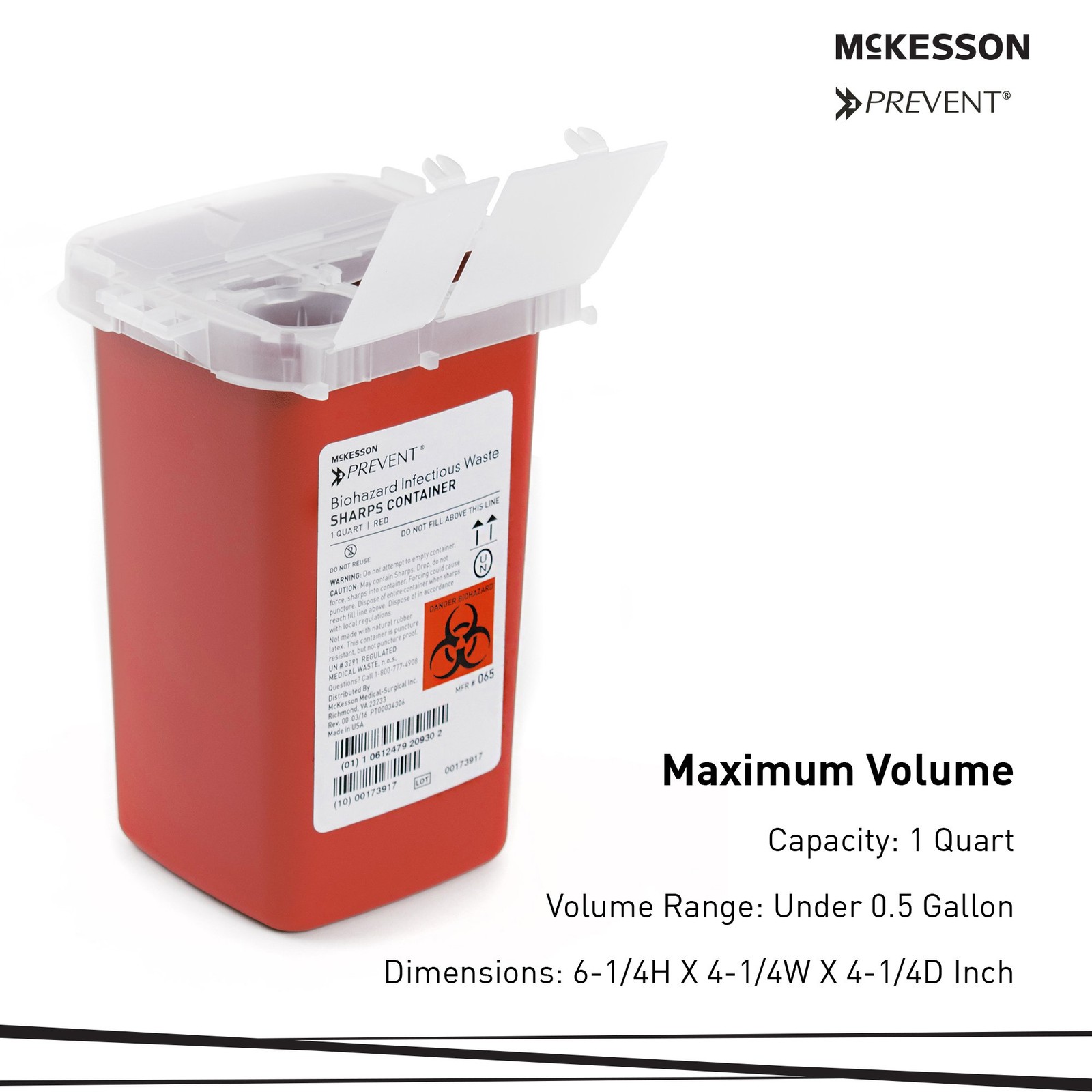 McKesson Prevent Sharps Container 0.25 gal. Vertical Entry