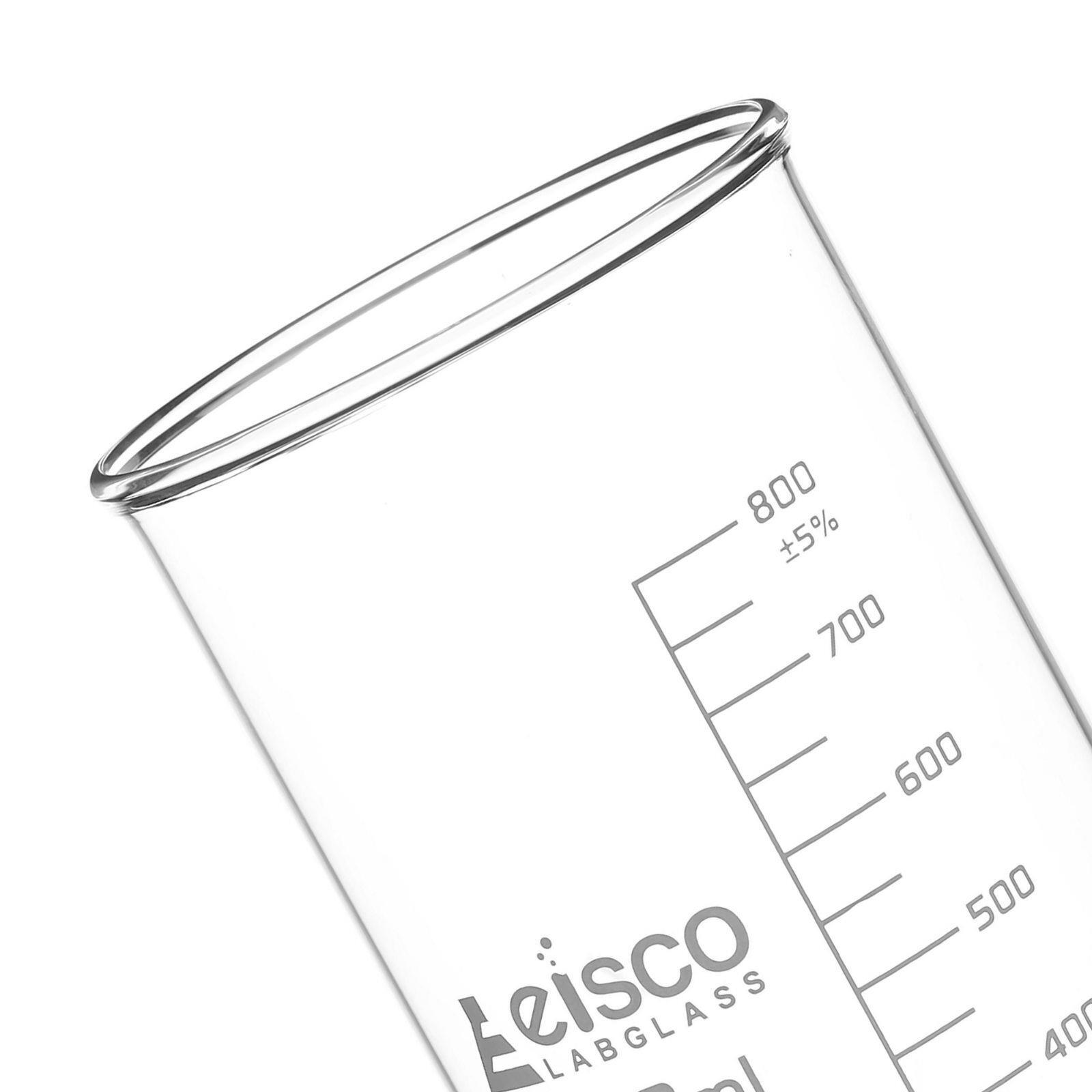 Beakers 6PK, 800mL – Tall Form, No Spout – Borosilicate Glass – Eisco Labs