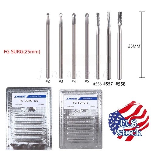 Dental Surgical Bur 25mm FG SL Carbide Burs Friction Grip Long High Speed