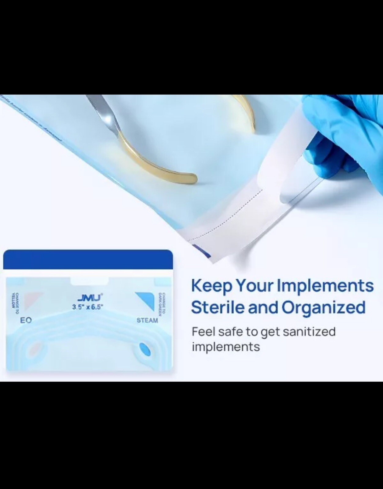 2000/Case JMU Self Sealing Sterilization Pouches Dual Indicator, Size 3.5″x6.5″