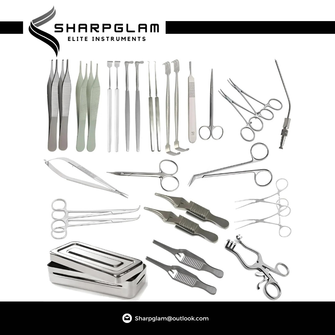 Sharpglam AV Fistula Surgery Instrument Set 30 Pcs Stainless Steel Tools.