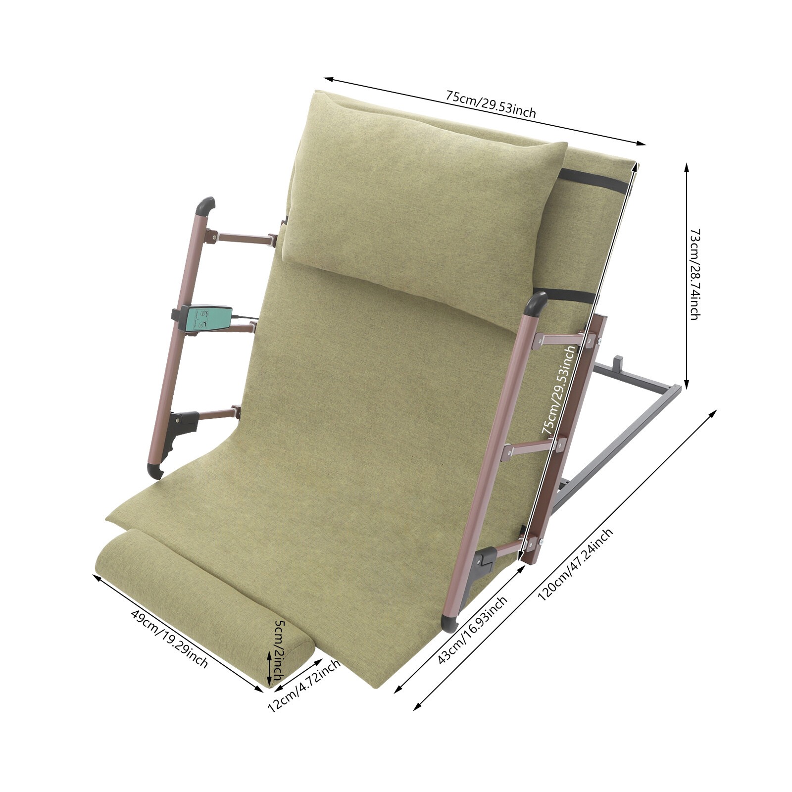 Electric Adjustable Bed Backrest 2°–80° Remote US Plug Green For Elderly
