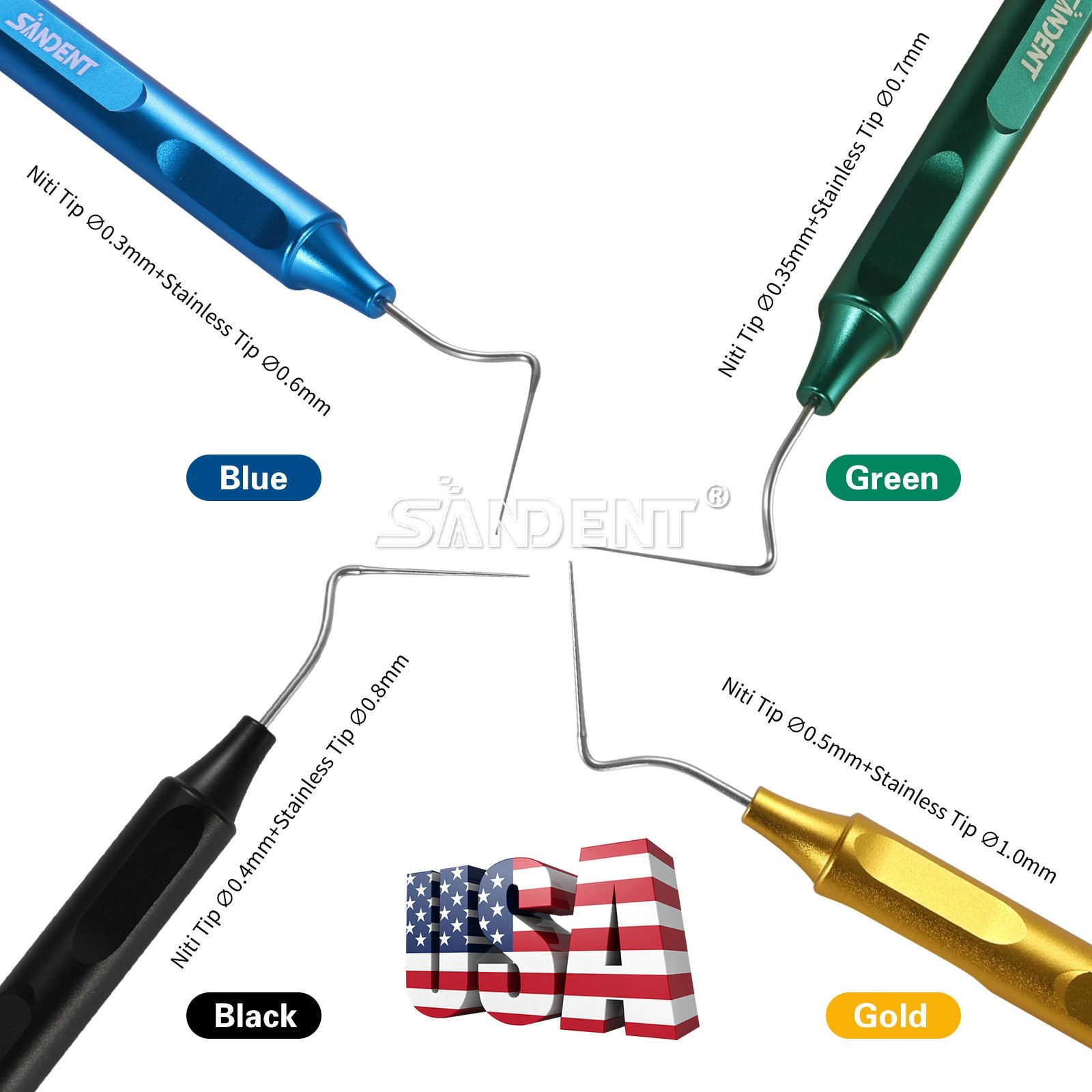 Nickel-Titanium Endo Pluggers – Vertical Condensation Tips for Root Canal 4Color