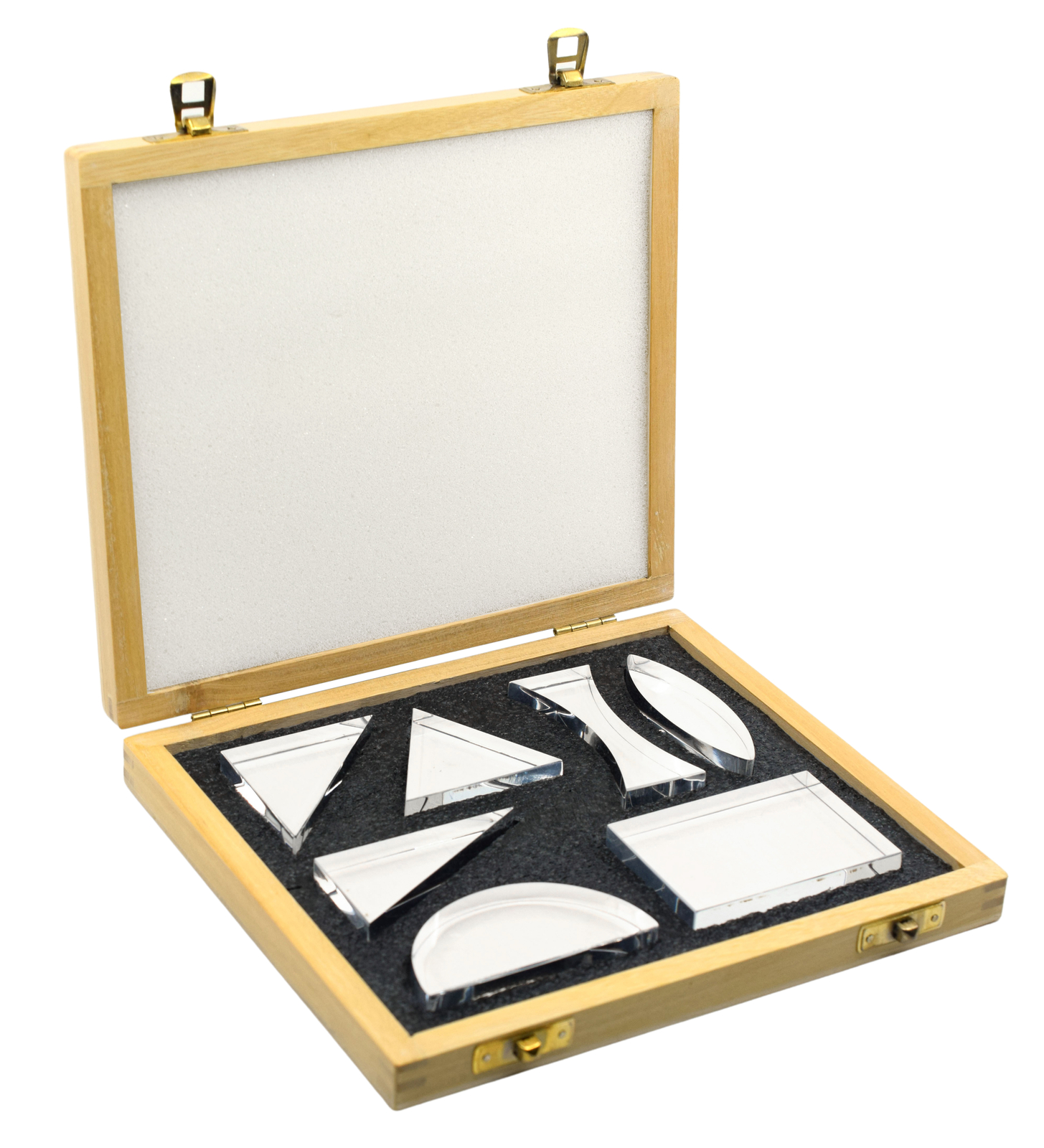 Acrylic Blocks Set, 7 Pcs – 15mm Thick – Wooden Storage Box – Eisco Labs