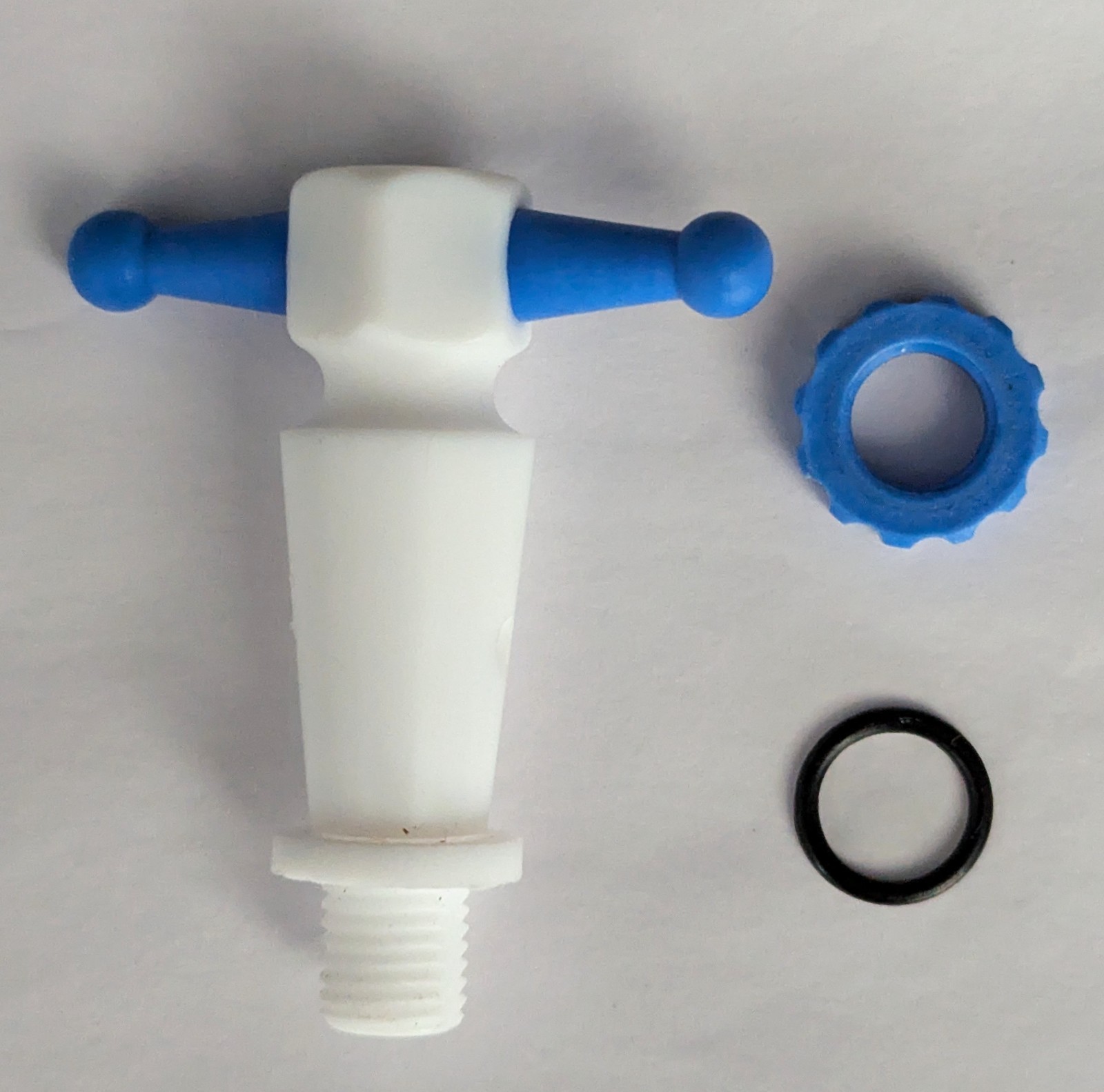 PTFE Straight Bore Stopcock Plug Assembly, 3 mm Plug Bore, Size 12/28, O-Ring