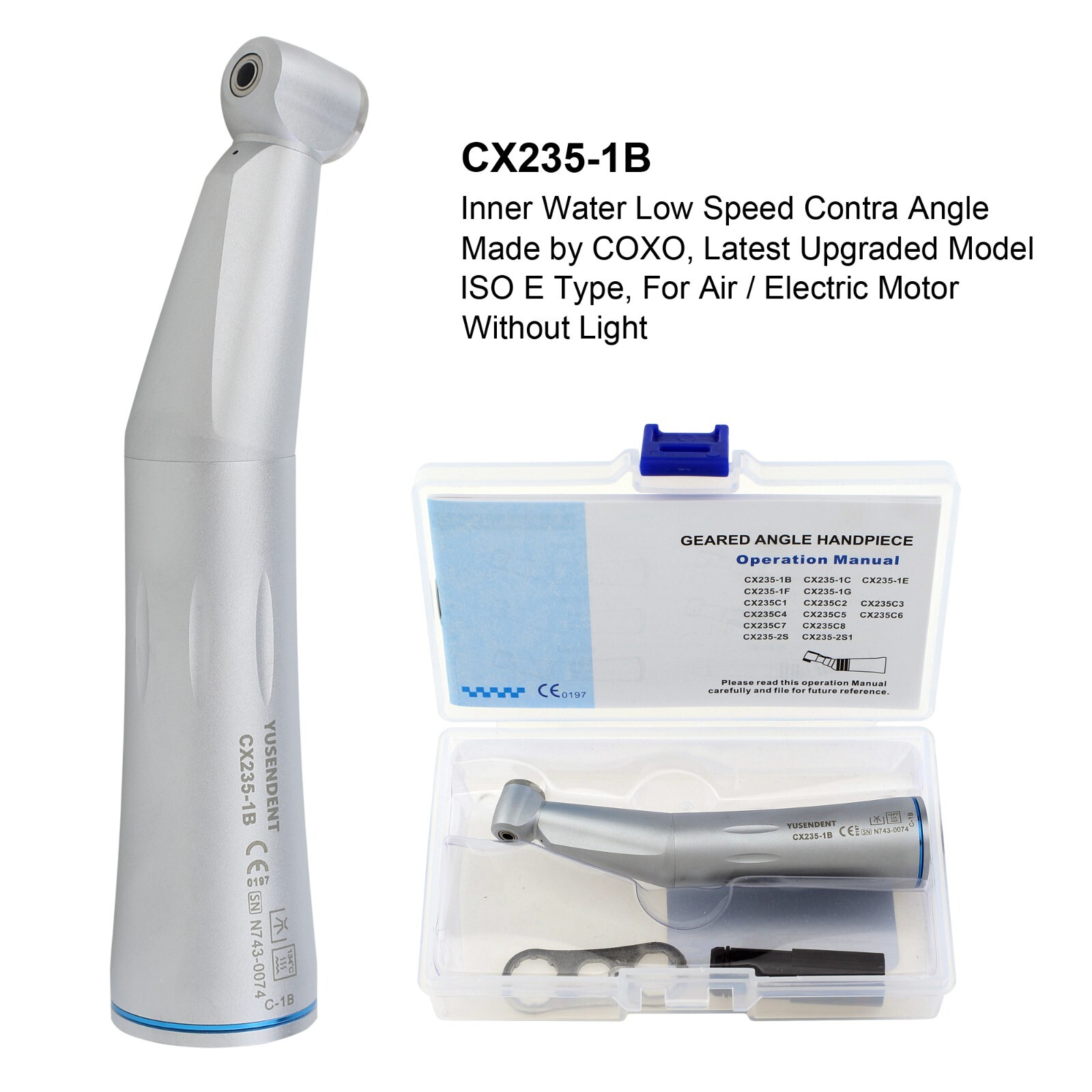 COXO Dental Electric Handpiece Contra Angle 1:1 1:5 45° Surgical Fiber Optic LED