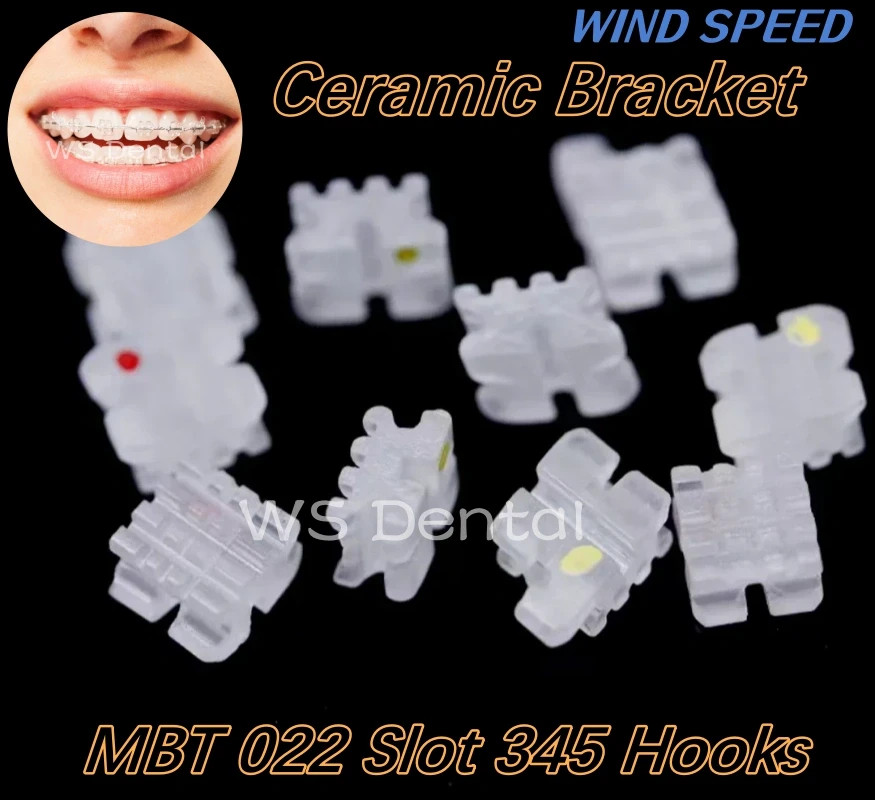 Dental Orthodontic Ceramic Brackets MBT 022 Slot 345 Hooks Braces In Bulk