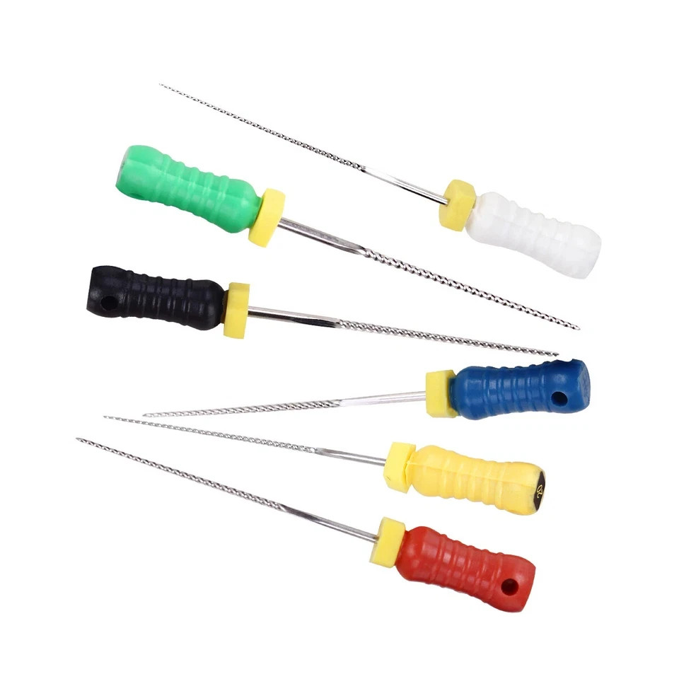 6 pcs Dental Stainless Steel Endodontic Root Canal K-Files 21/25/31mm Hand Use