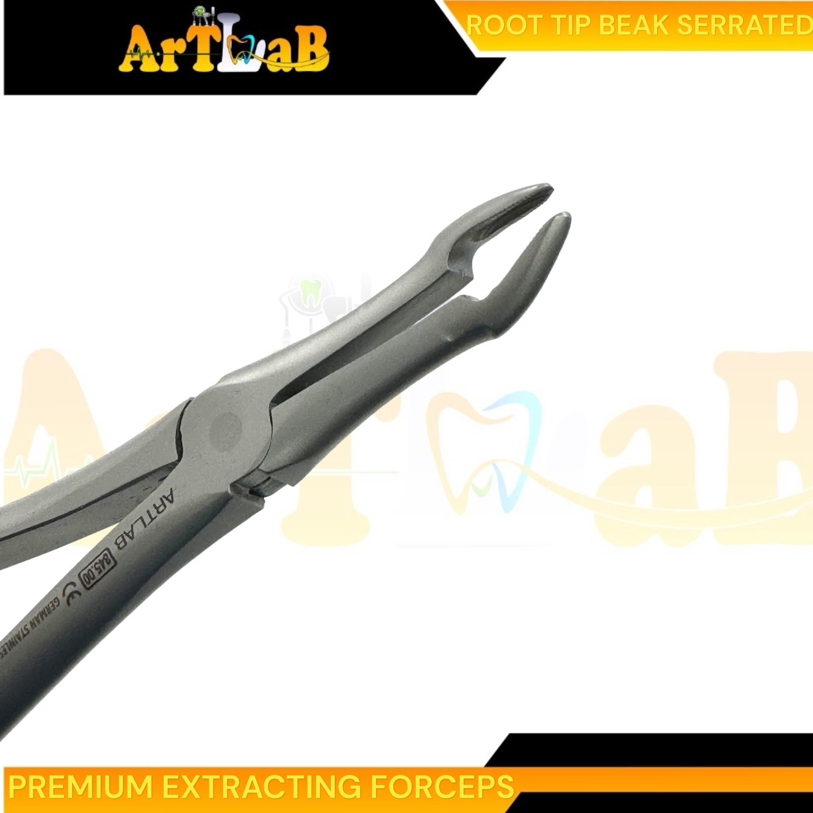 GERMAN ROOT TIP DENTAL EXTRACTING FORCEPS #845 TC BEAK SERRATED ORTHODONTIC TOOL