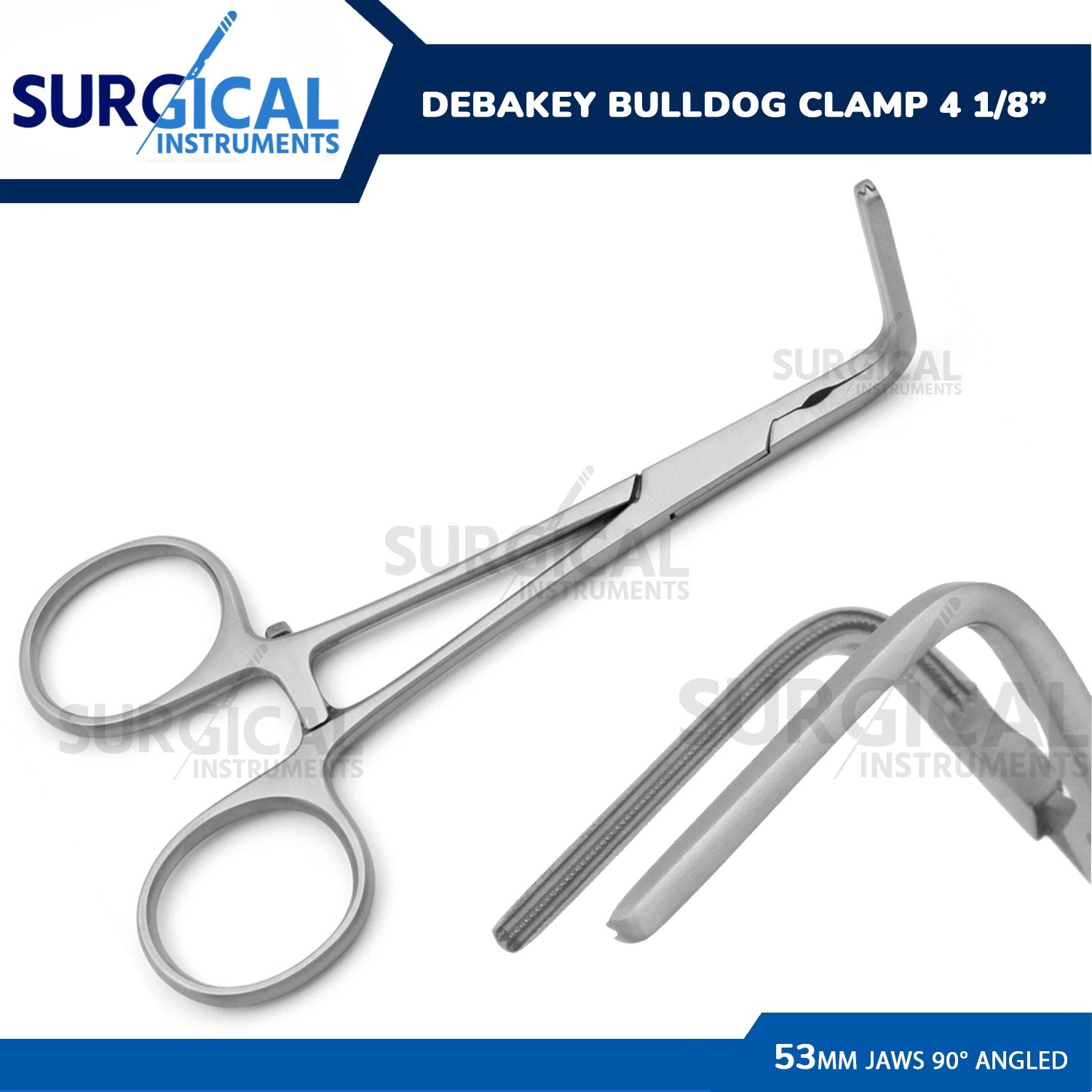 DeBAKEY Ring Handled Bulldog Clamps Forceps – 90 Degree Angle 4″ German Grade