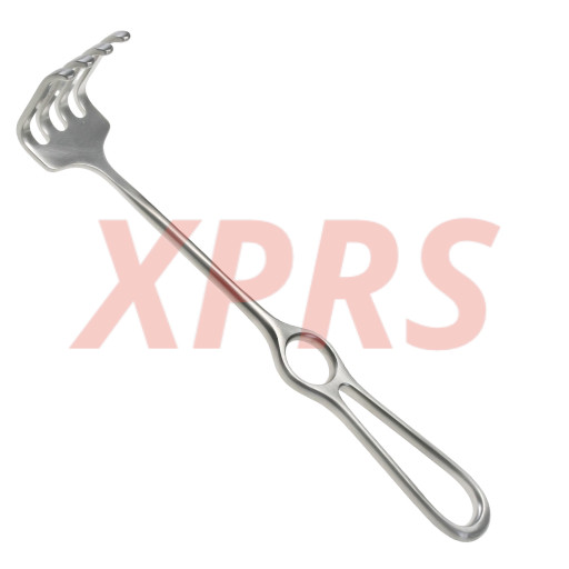 Israel Hook Retractor, 9″, Blunt 5-Prongs, 2.25″ x 1.75″, Prem. German Stain.