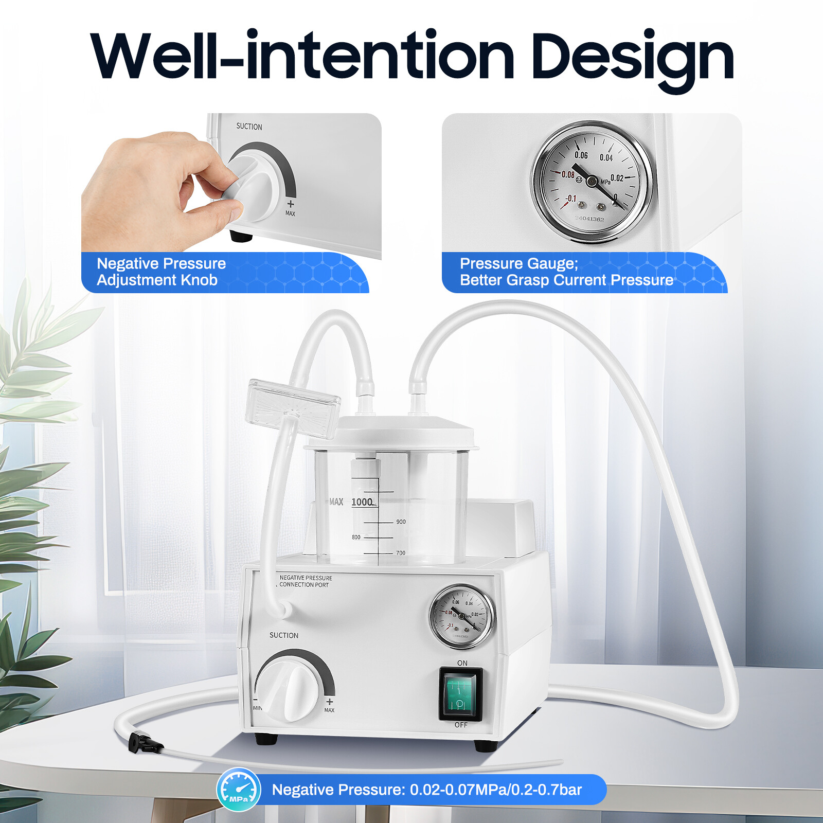 Vacuum Phlegm Quiet Suction Unit Portable Medical Emergency Aspirator Machine